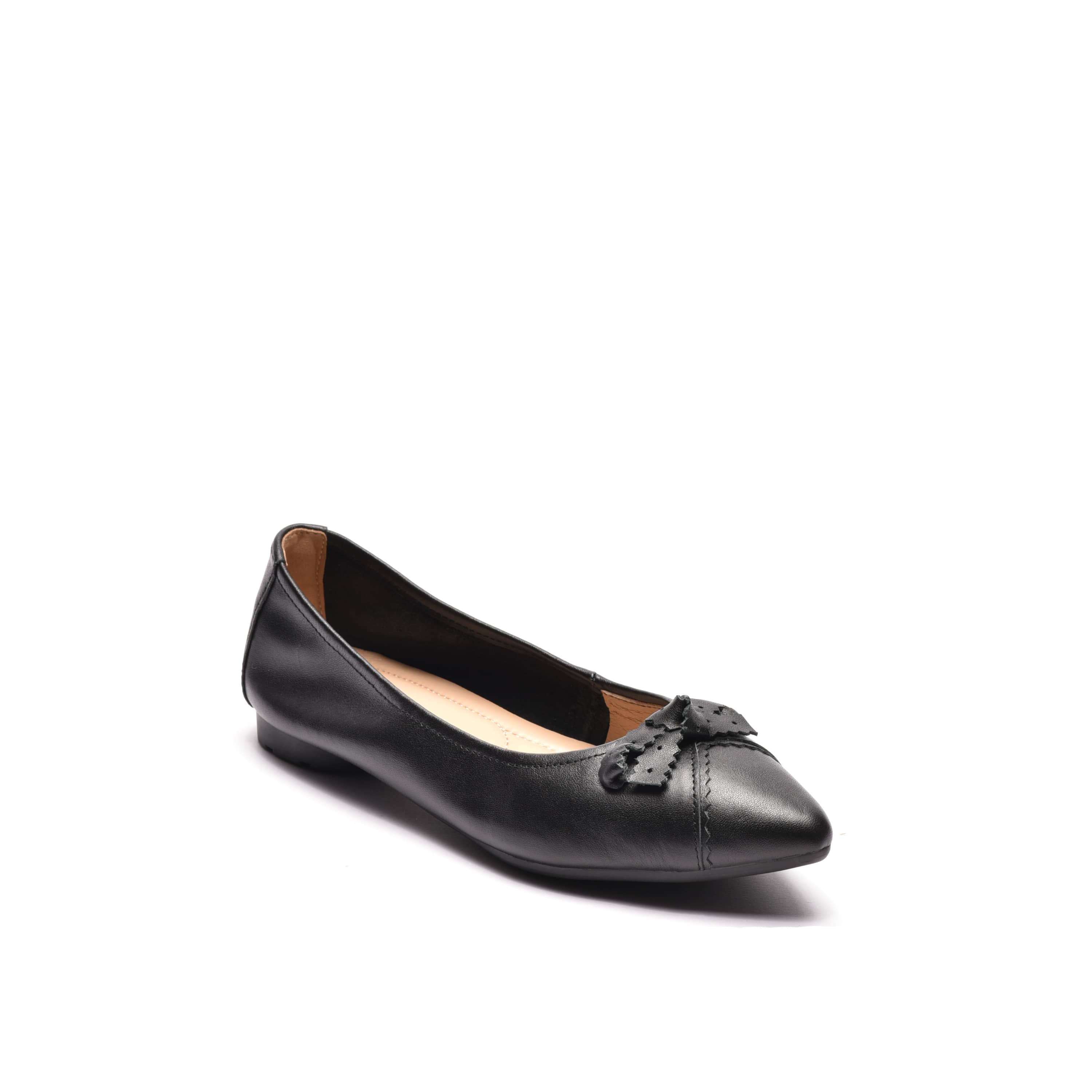 Nesa Perforated Bow Flat in Black