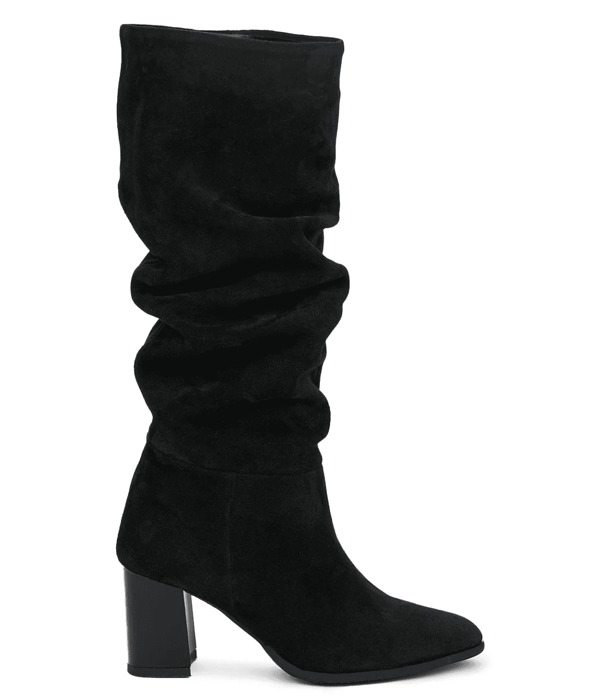 Black Suede Slouch Knee Boot