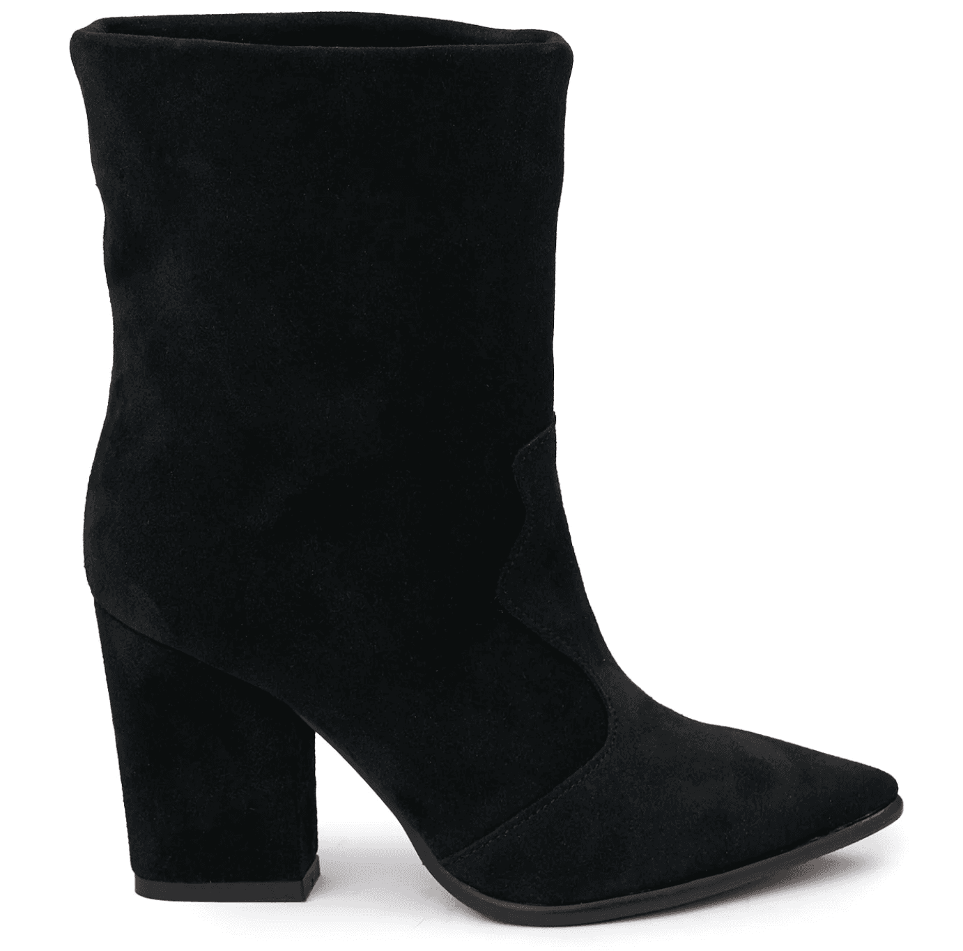 Black Suede Pointed Mid-Calf Boot
