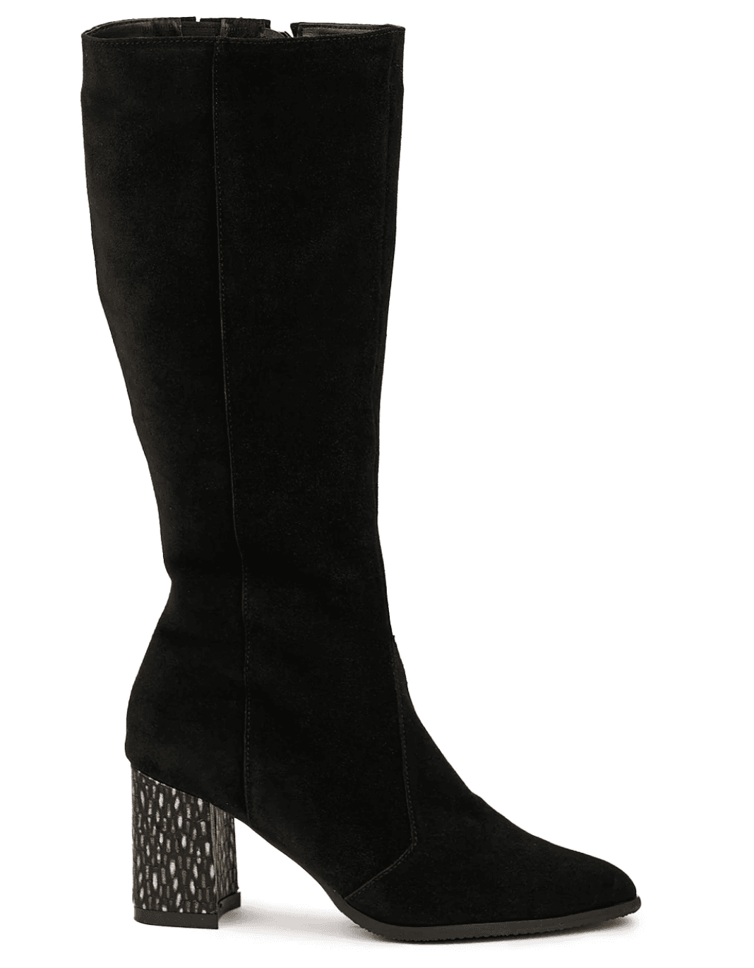 Studded Heel Suede Knee Boot