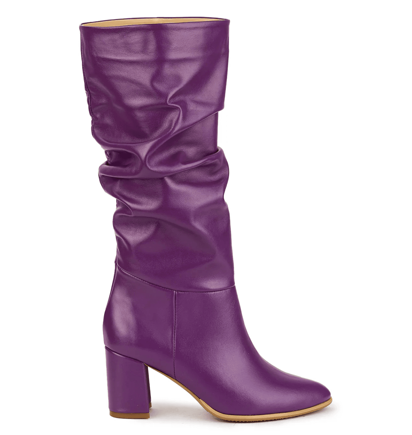 Purple Slouch Leather Knee Boot