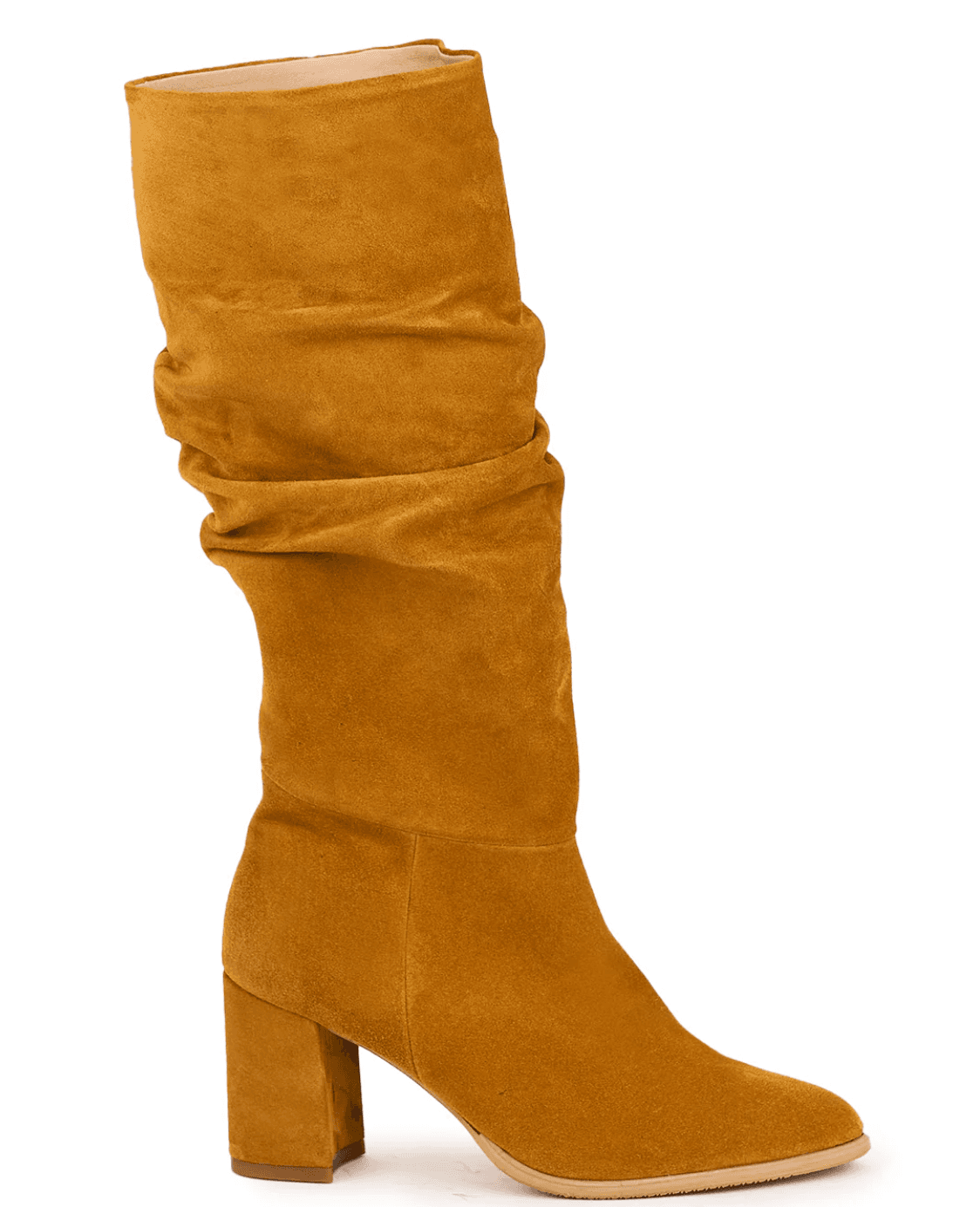 Camel Suede Slouch Knee Boot