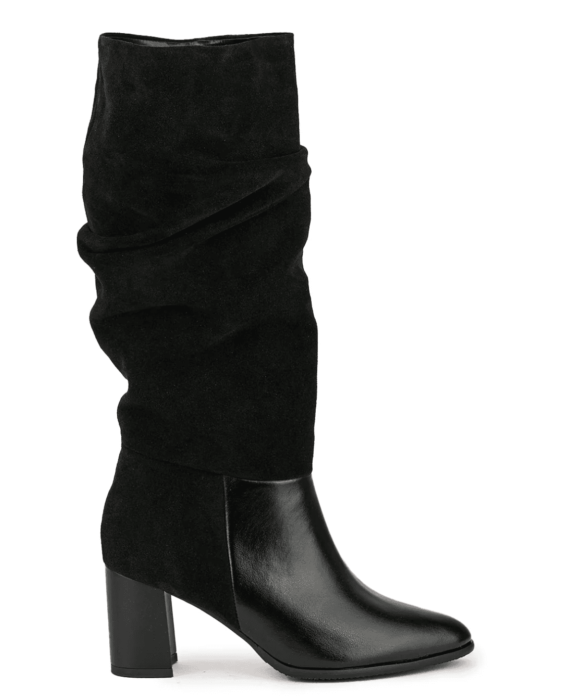 Suede Leather Mix Knee Boot