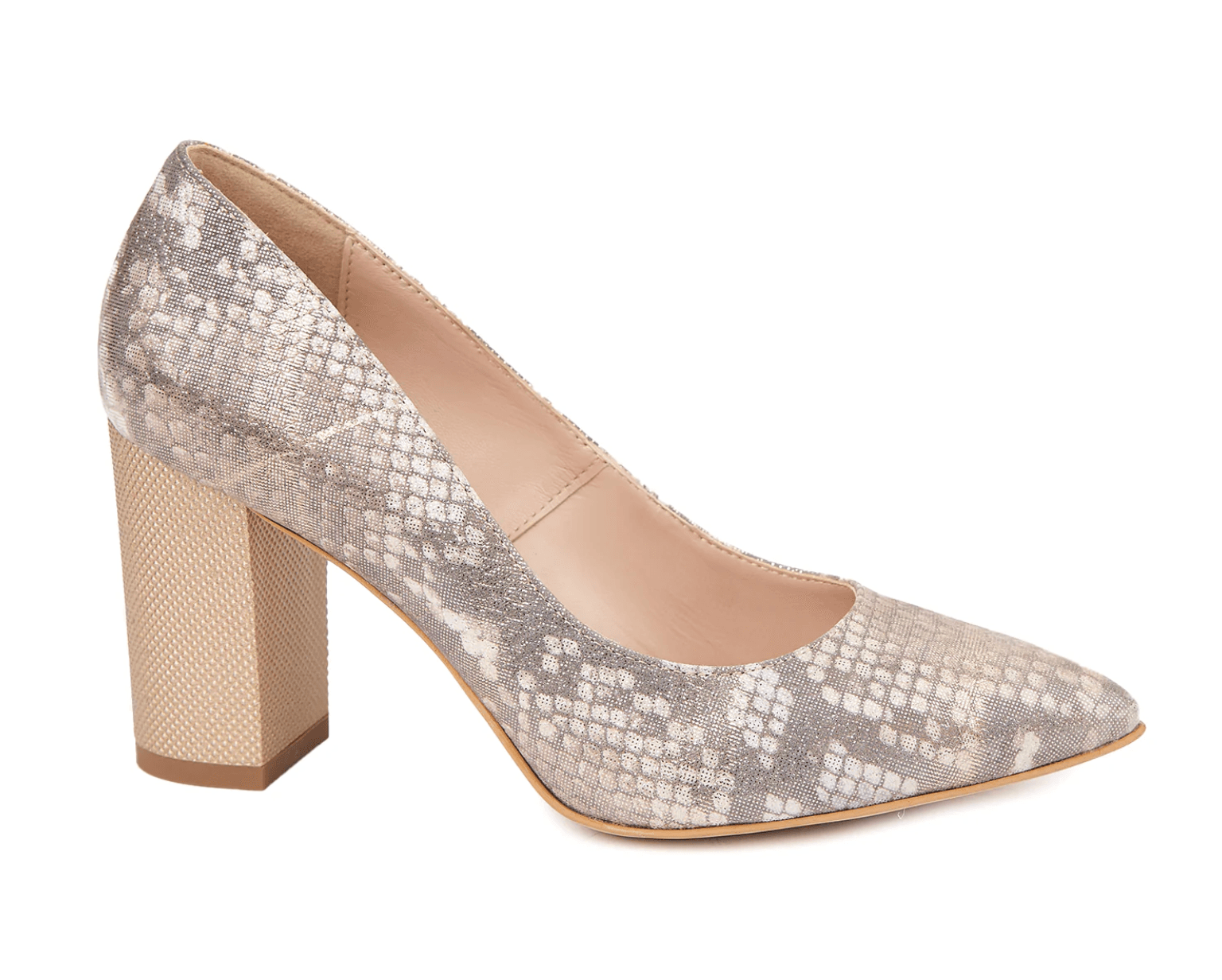 Snake Gold Heel Pump