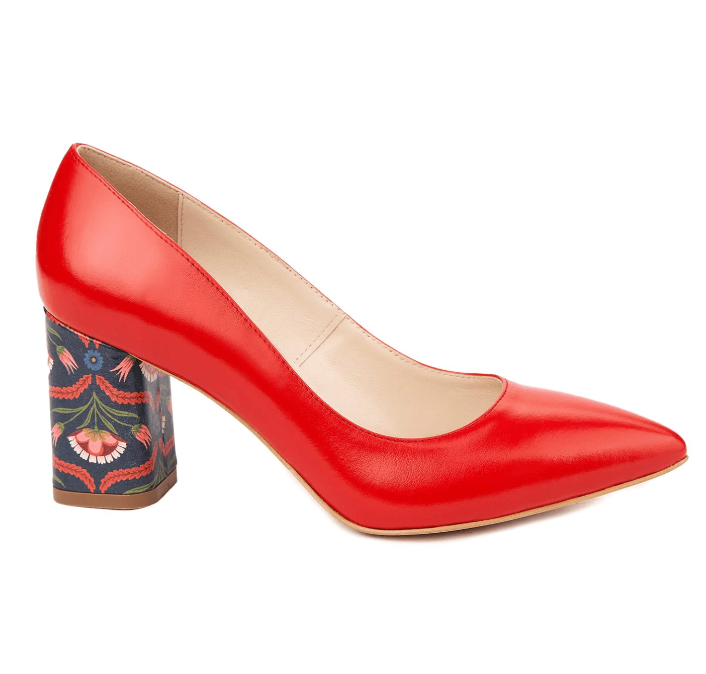 Red Floral Heel Pump