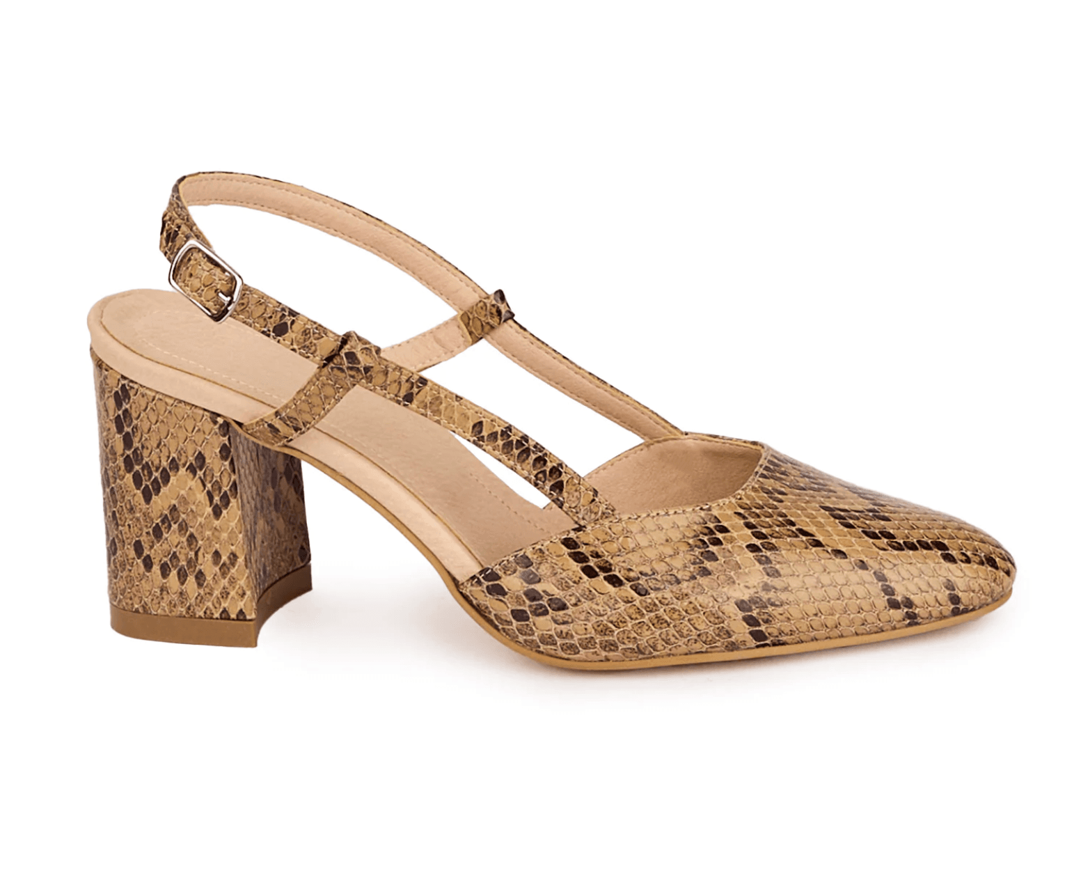 Snake Block Slingback Sandal