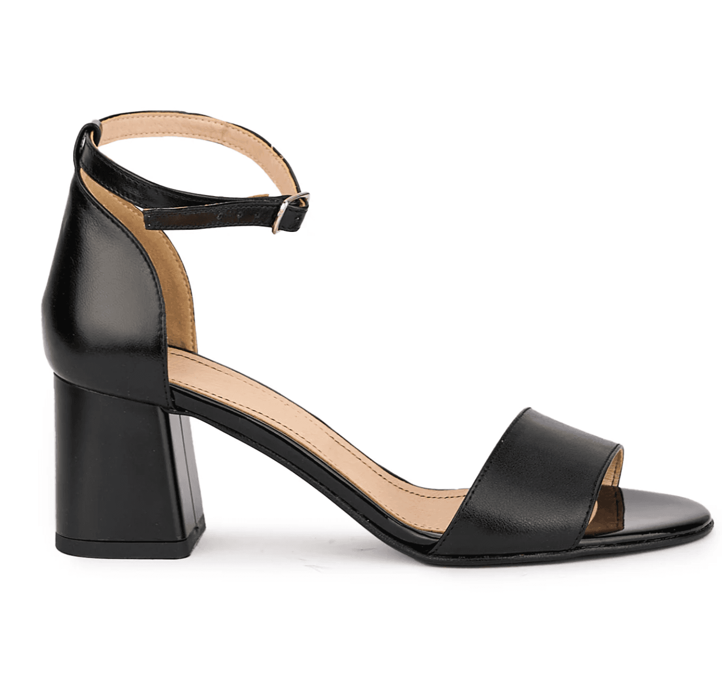 Black Ankle-Strap Block Sandal