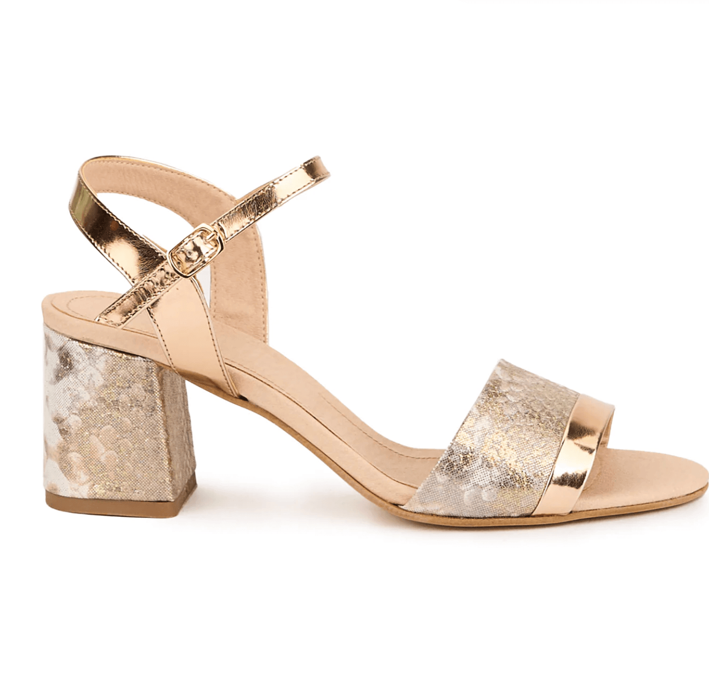Gold Metallic Ankle-Strap Sandal