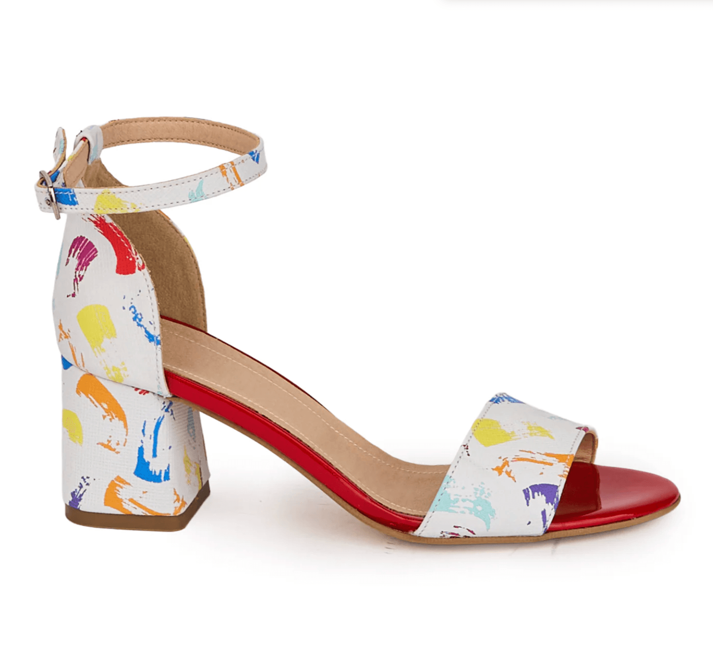 Paint-Print Ankle-Strap Sandal