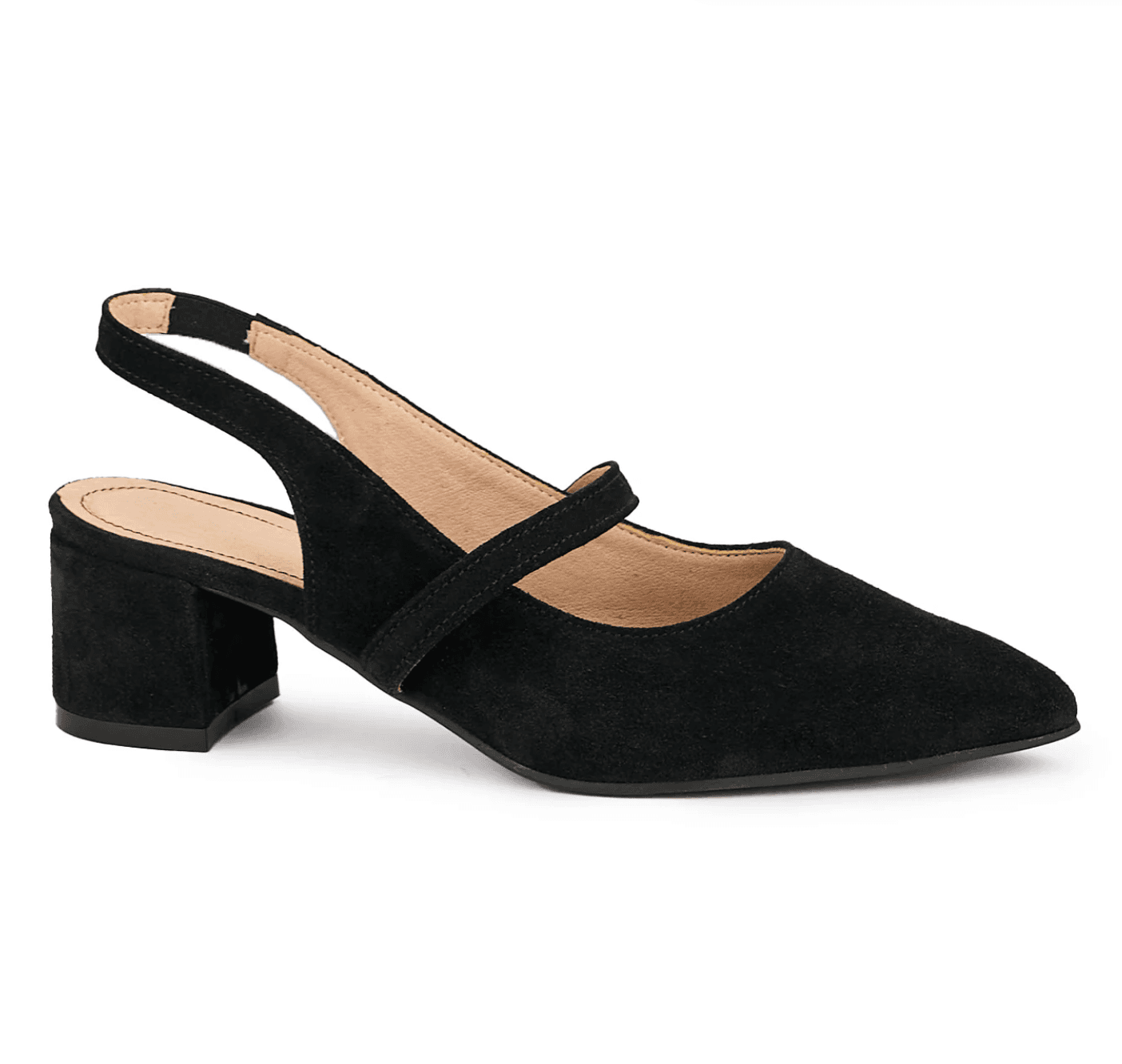 Black Suede Slingback Mary Jane