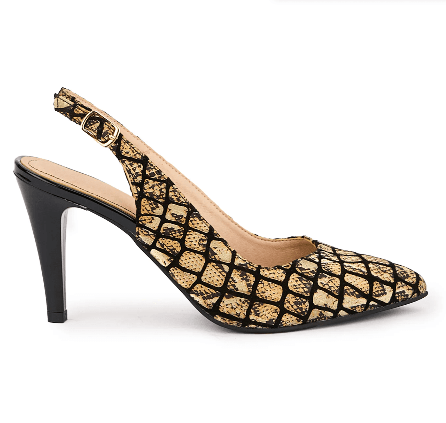 Snake Gold Slingback Stiletto