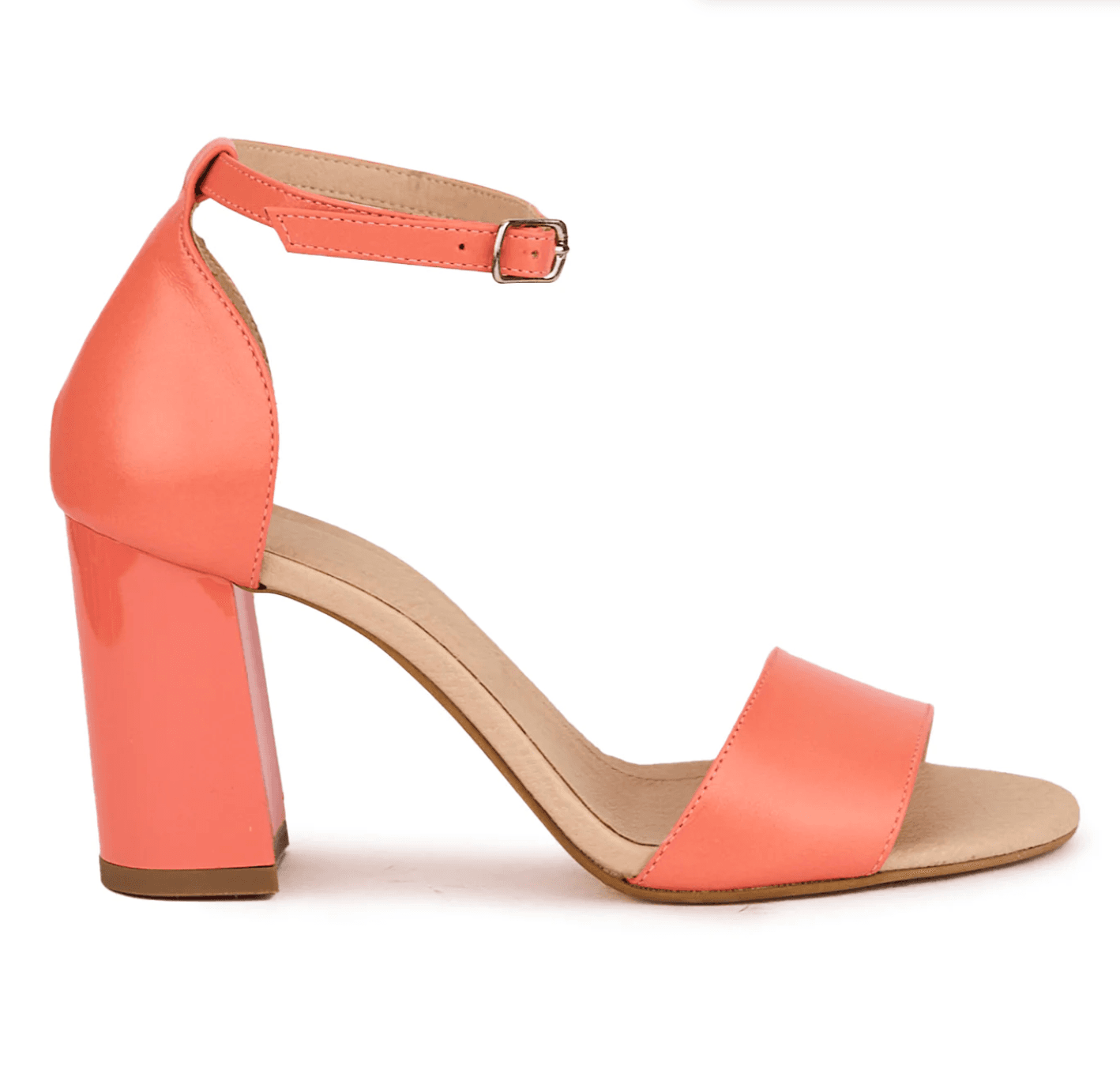 Coral Ankle-Strap Block Sandal