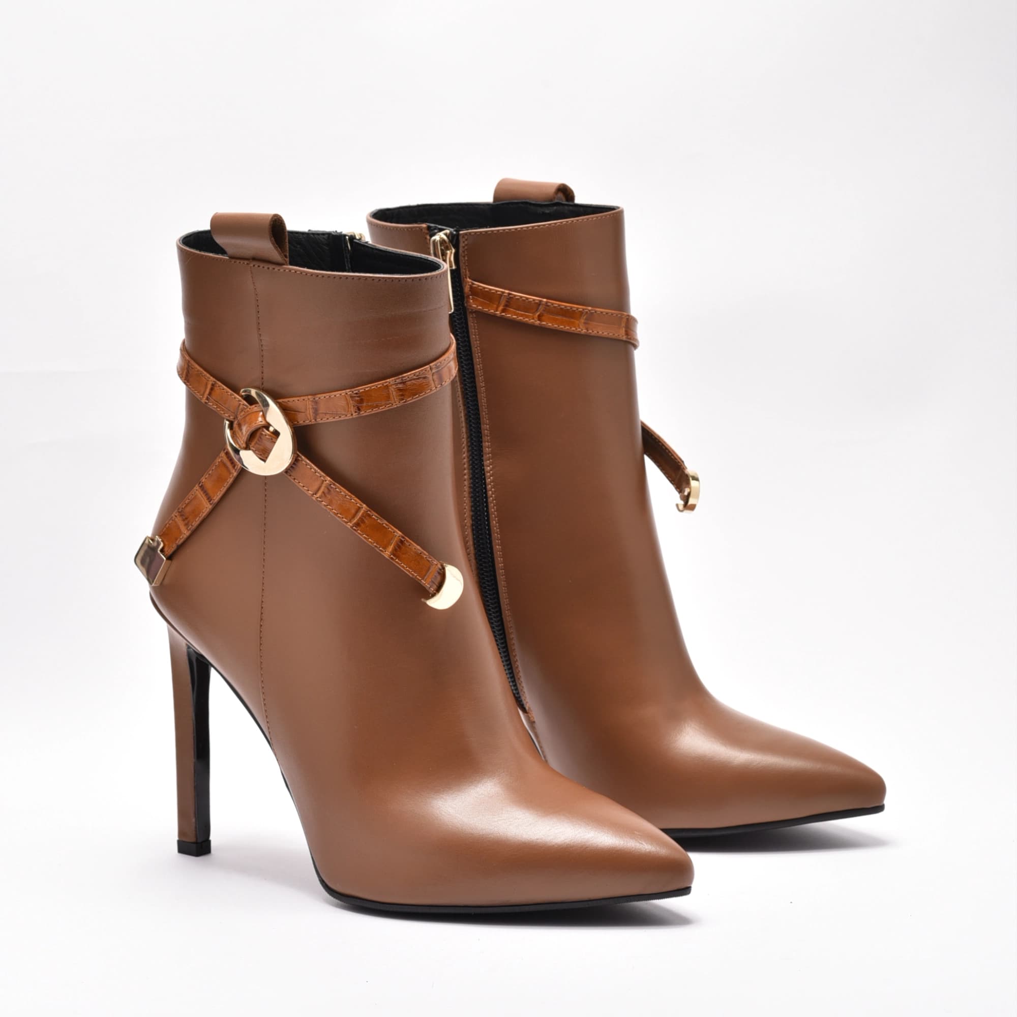 Cognac Croc Buckle Boot