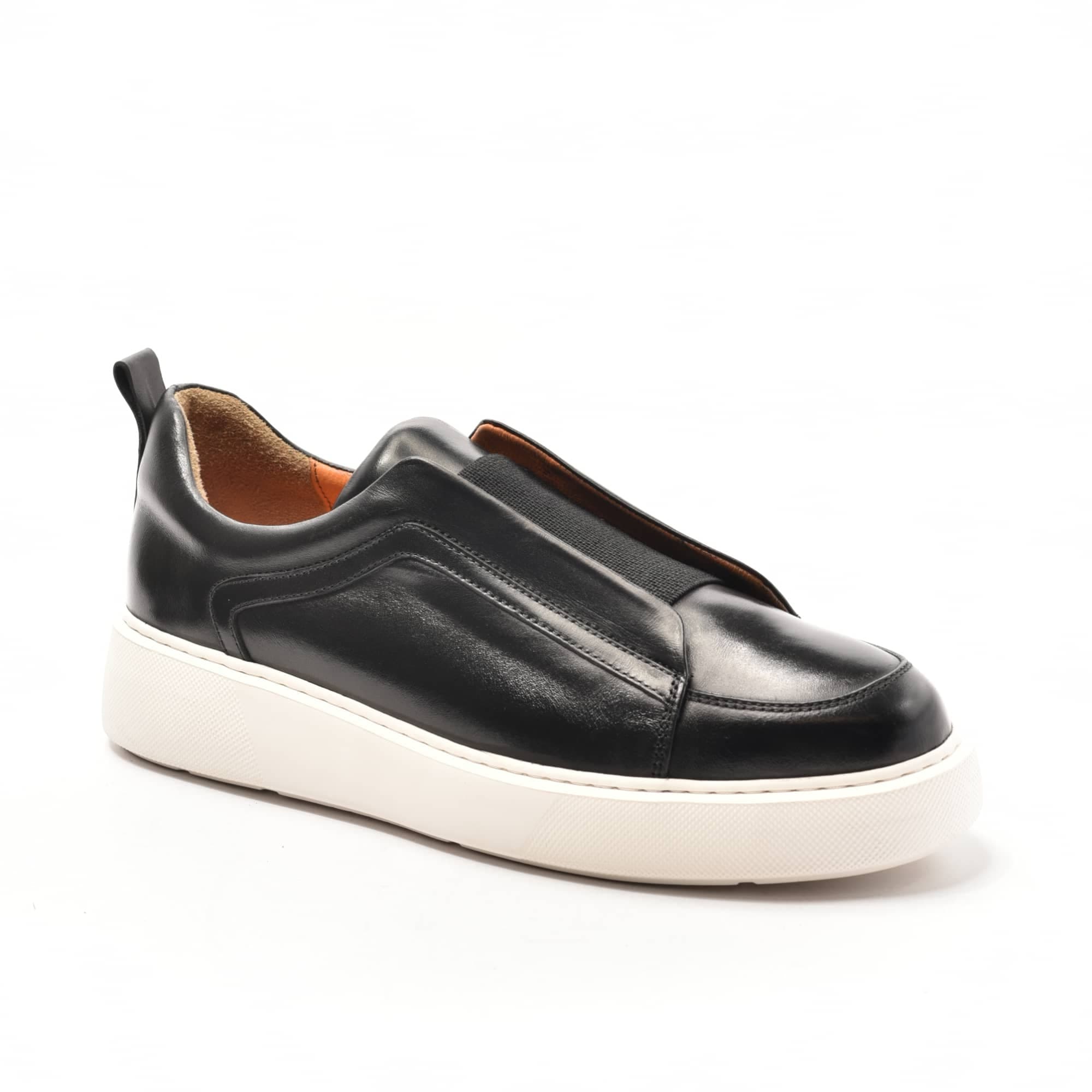 Black Leather Slip-On Sneaker