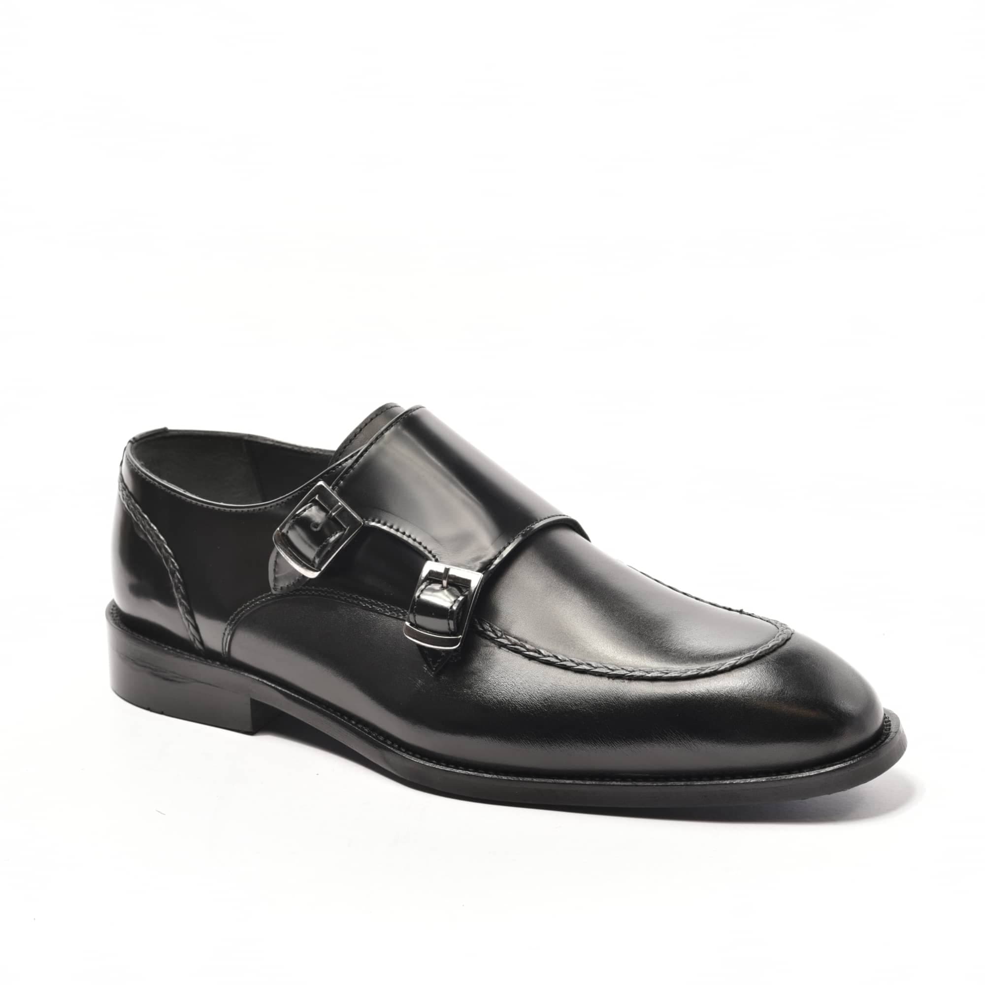 Black Two-Tone Polished Double Monk