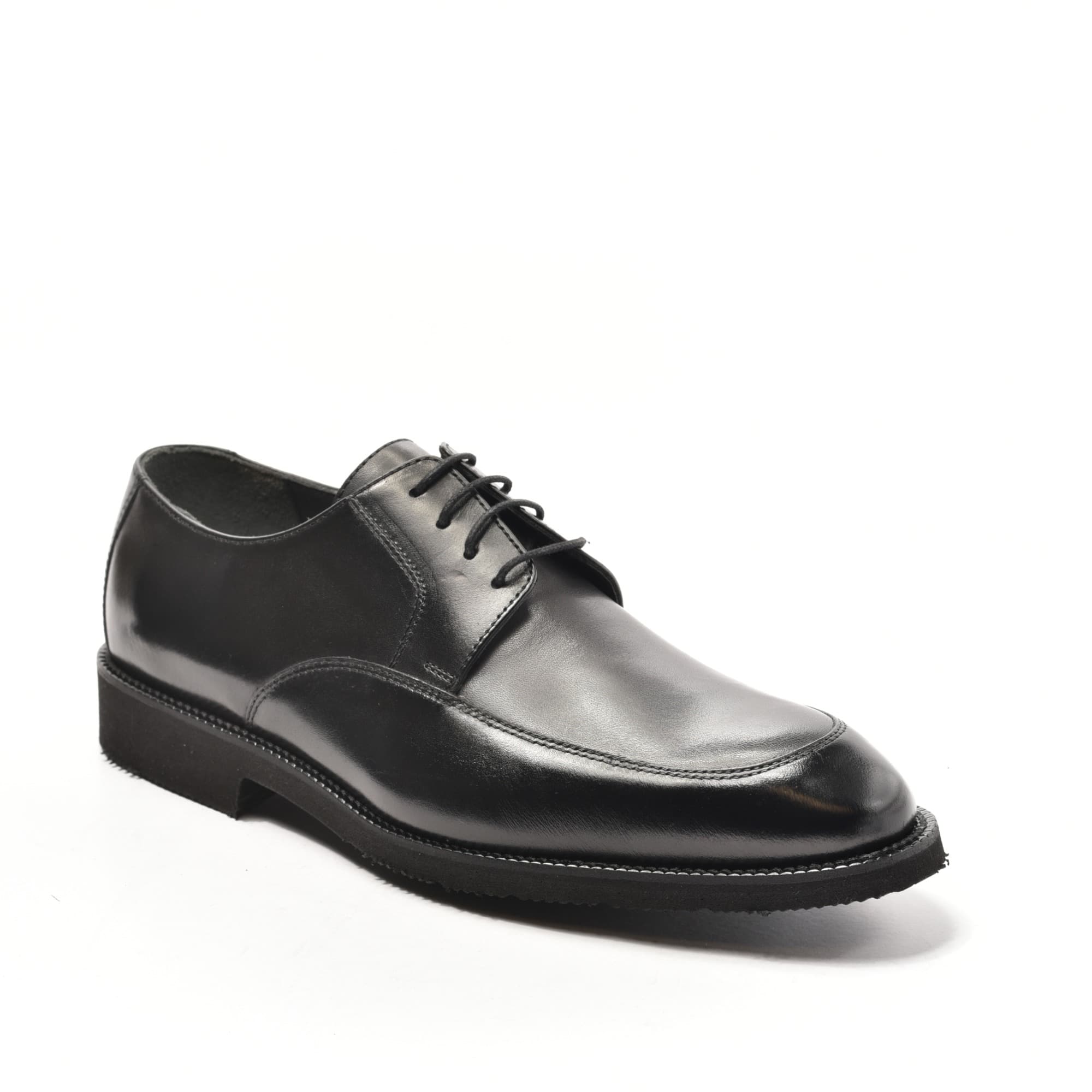Black Smooth Apron-Toe Derby