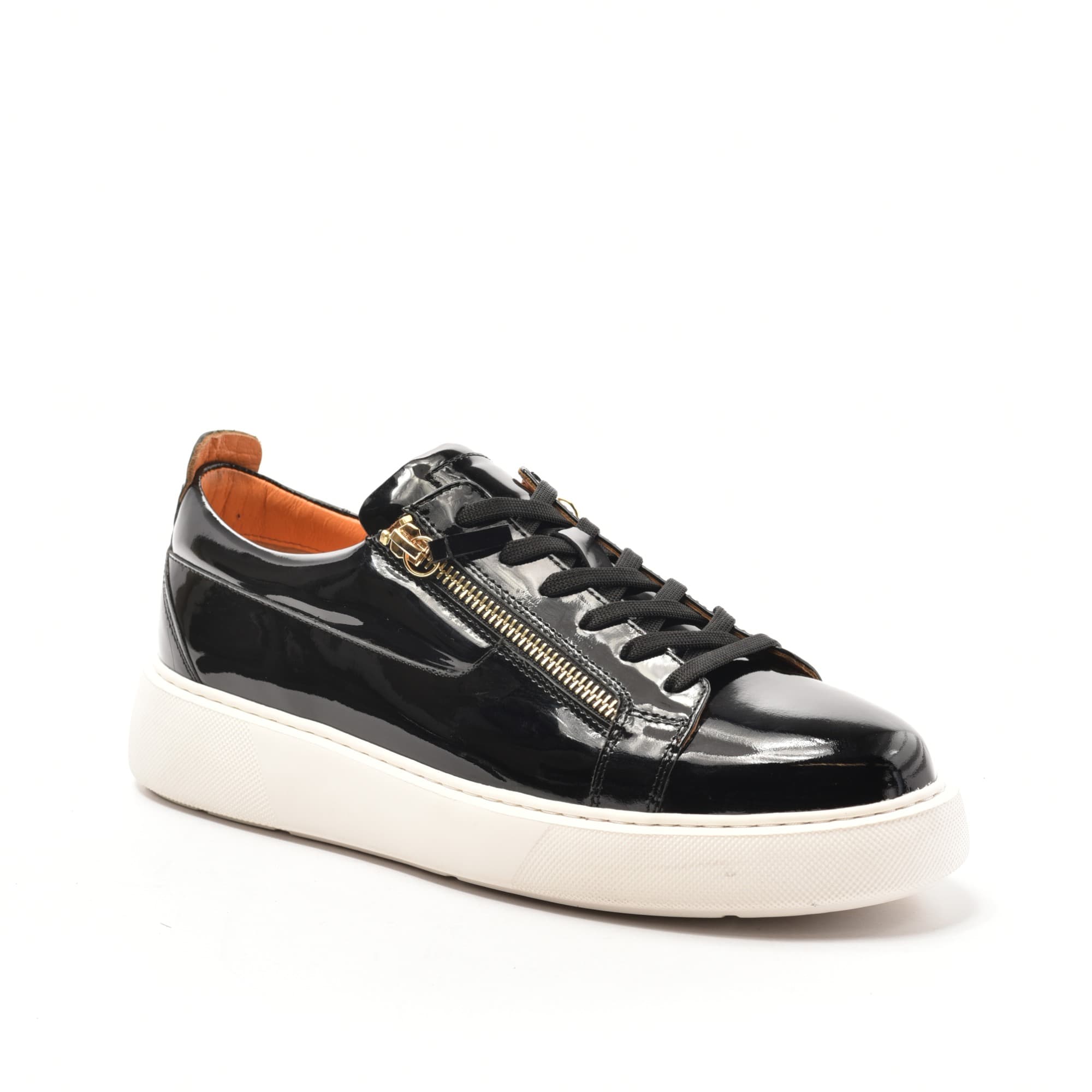 Black Patent Side-Zip Sneaker