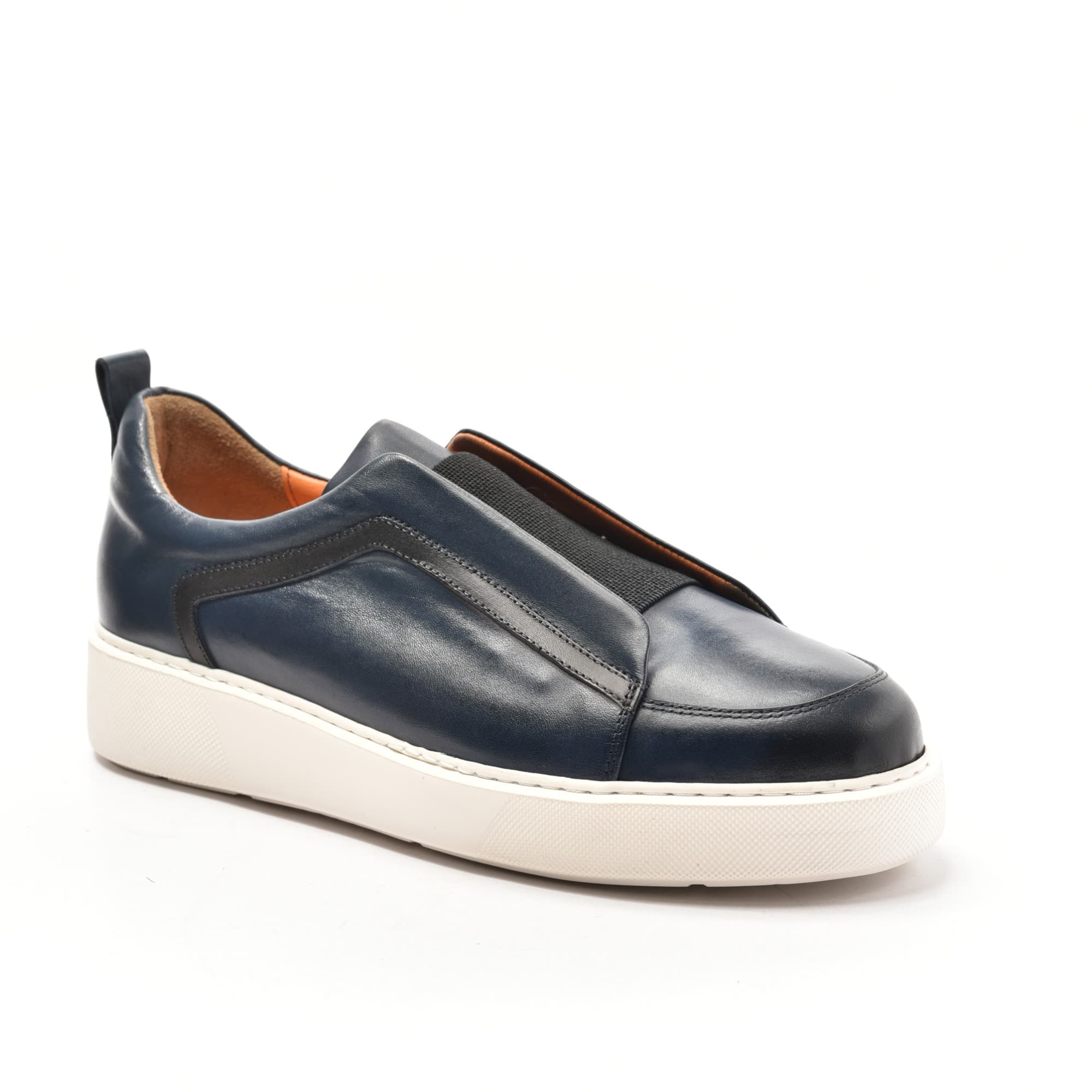 Navy Leather Slip-On Sneaker