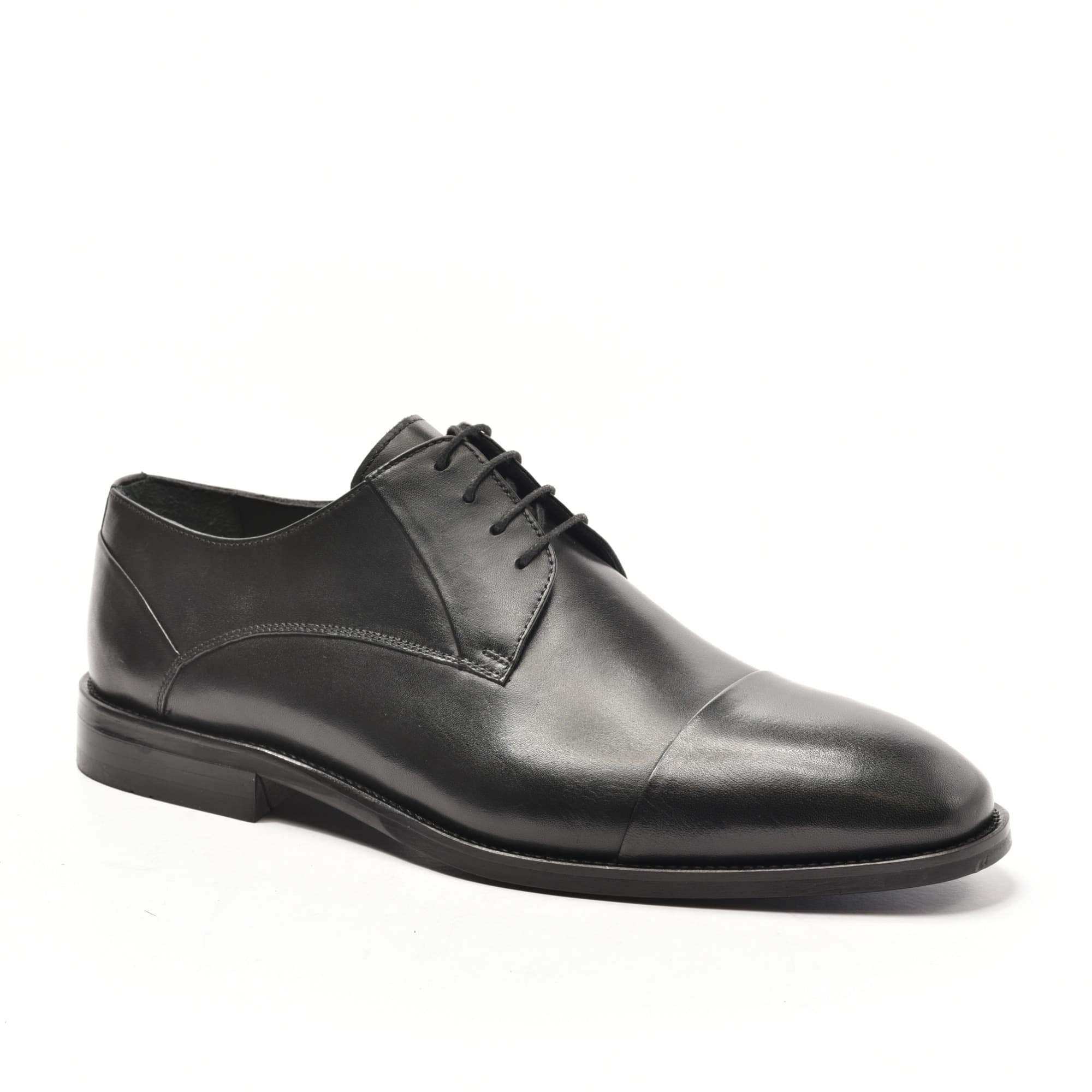 Black Smooth Cap-Toe Derby