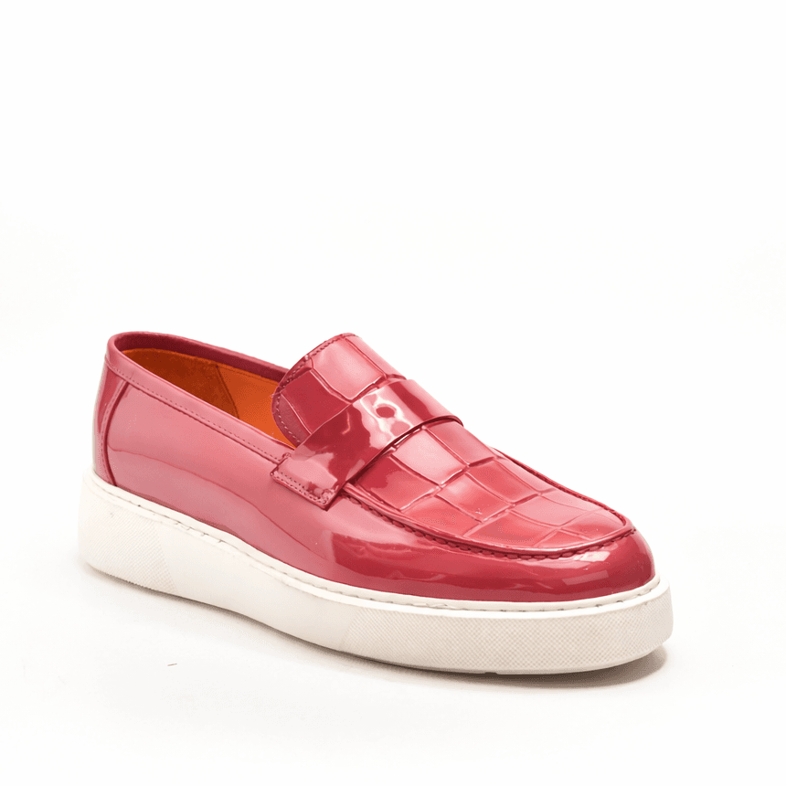loafers in croco patent red