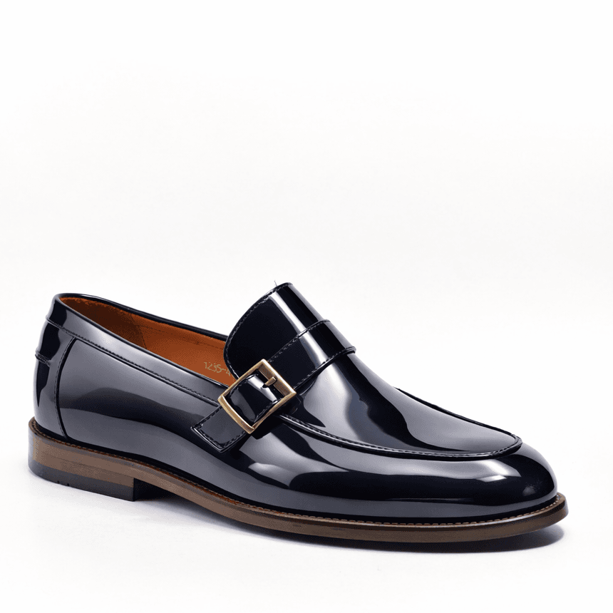 Buckle Loafer in Navy Patent Leather