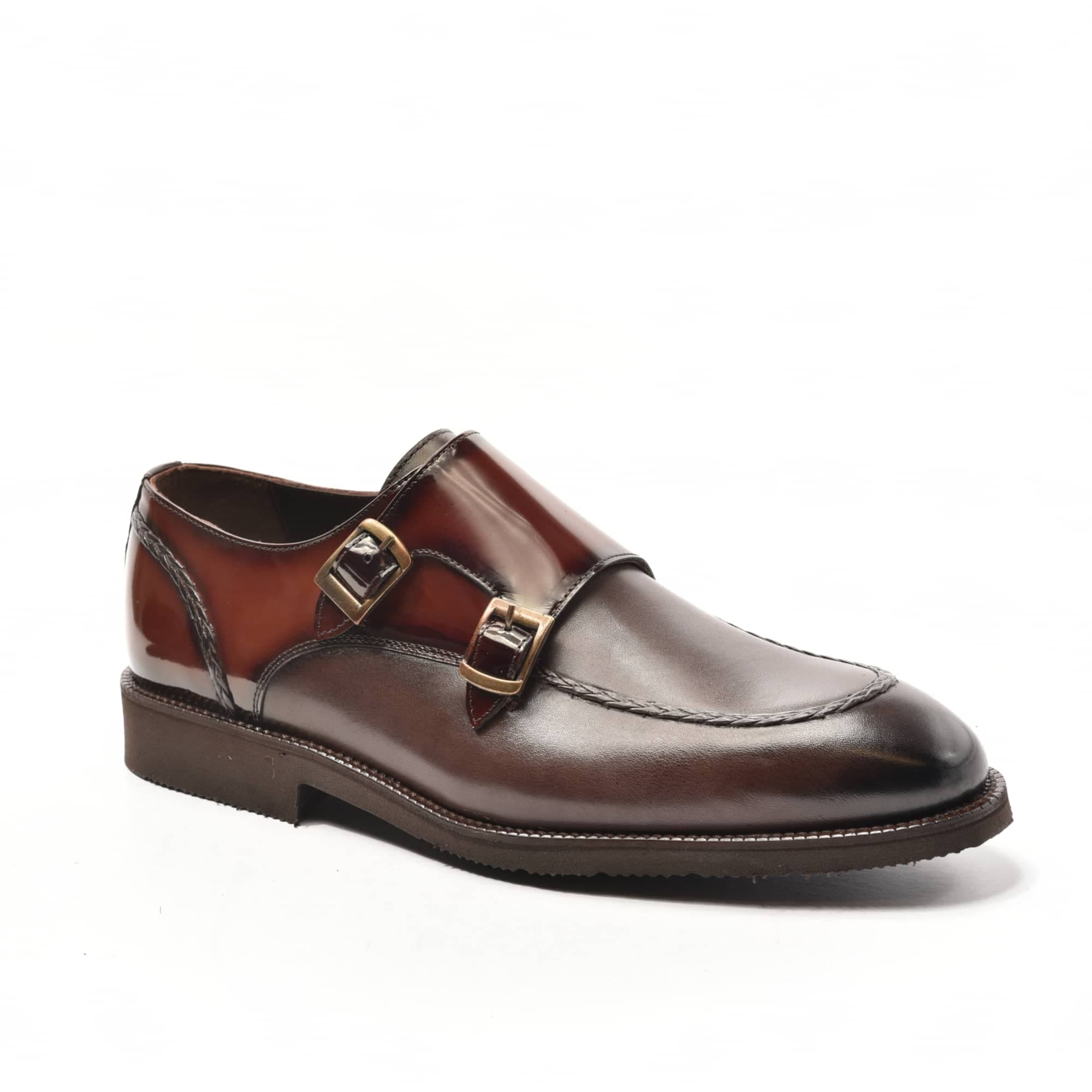 Brown Two-Tone Polished Double Monk