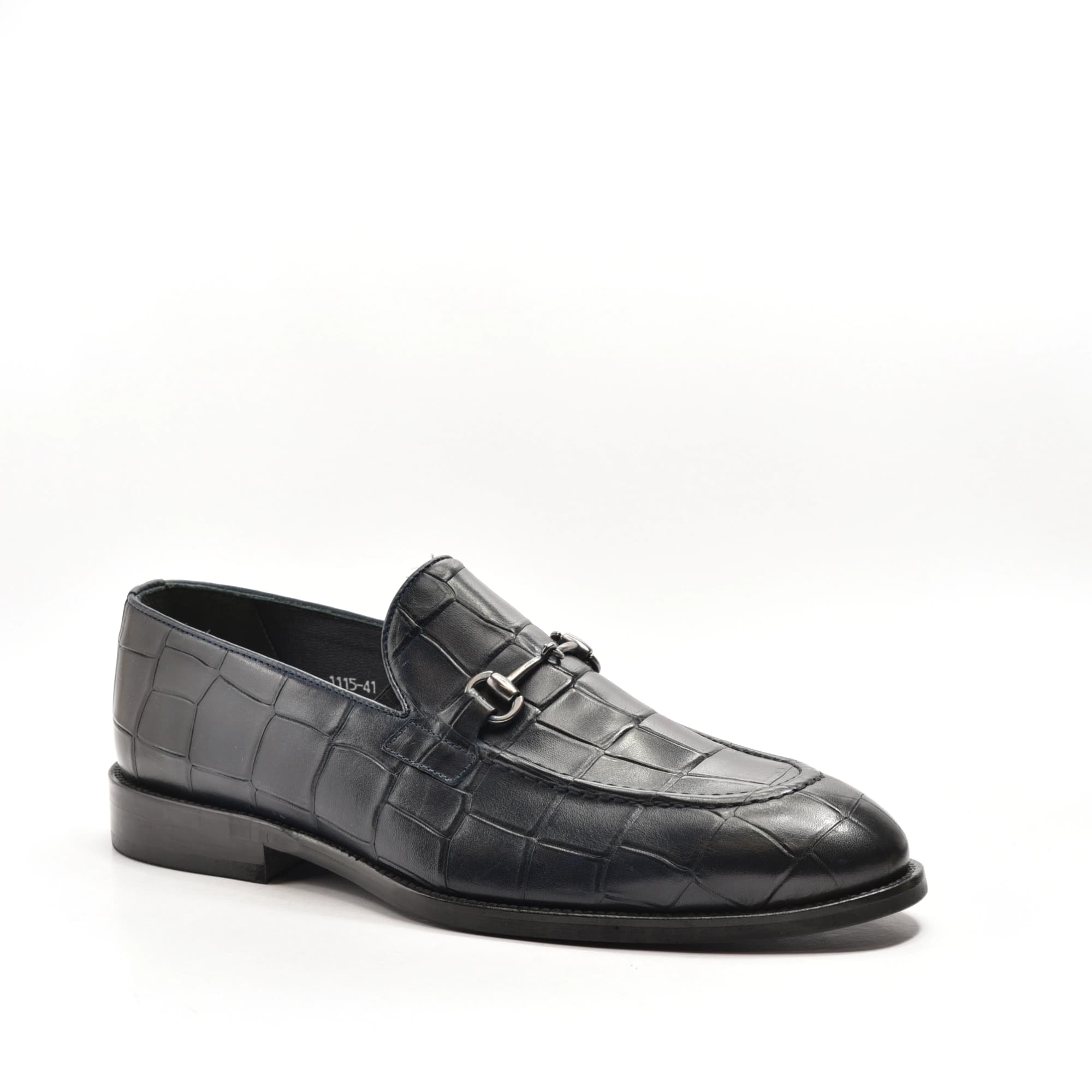 Bit Loafer in Navy Croco-Print