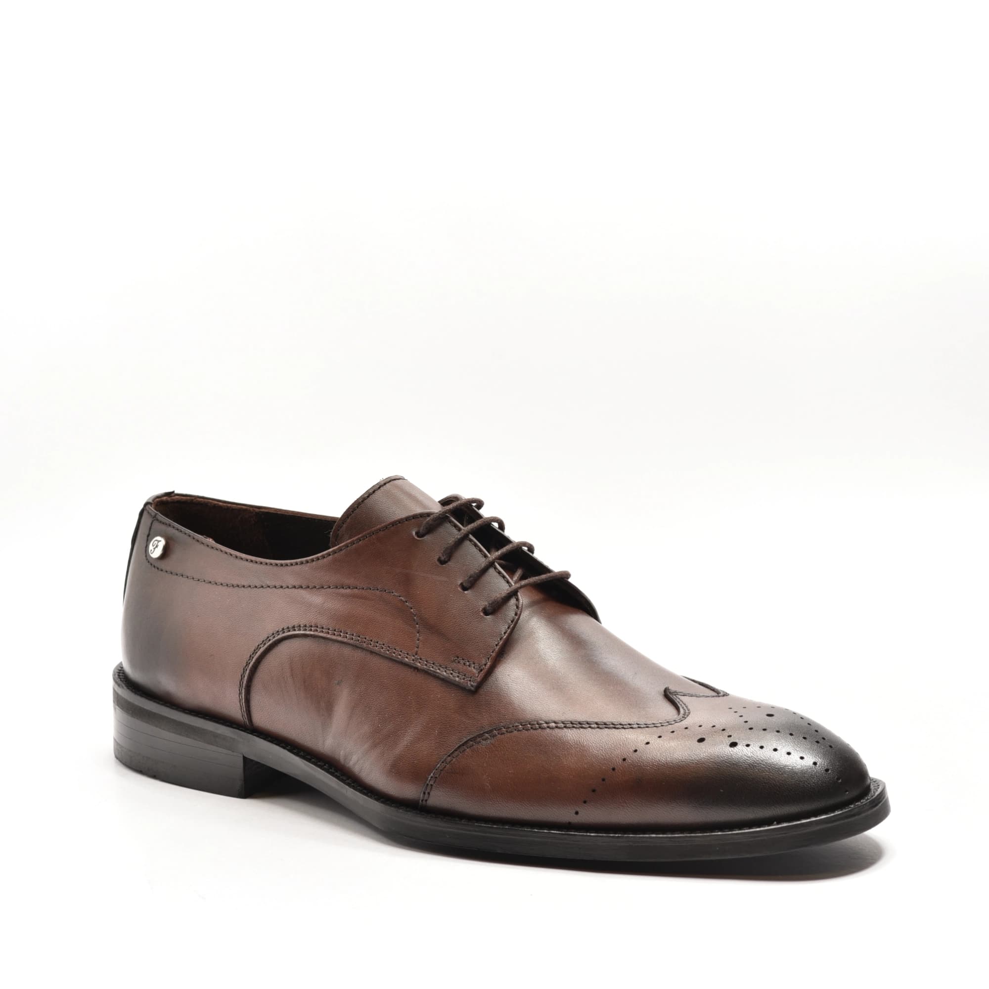 Semi-Brogue Derby in Medium Brown