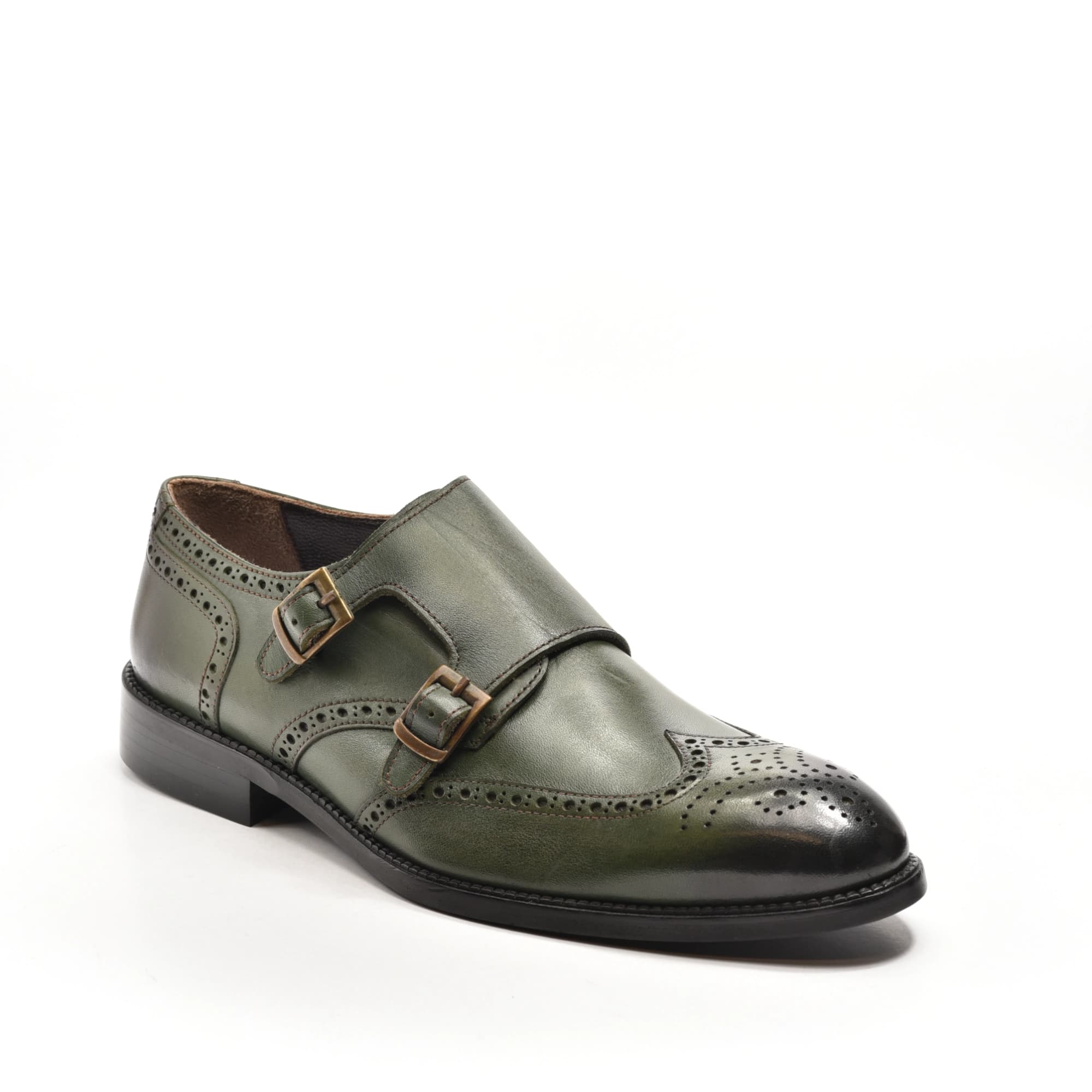 Double-Monk Brogue in Forest Green