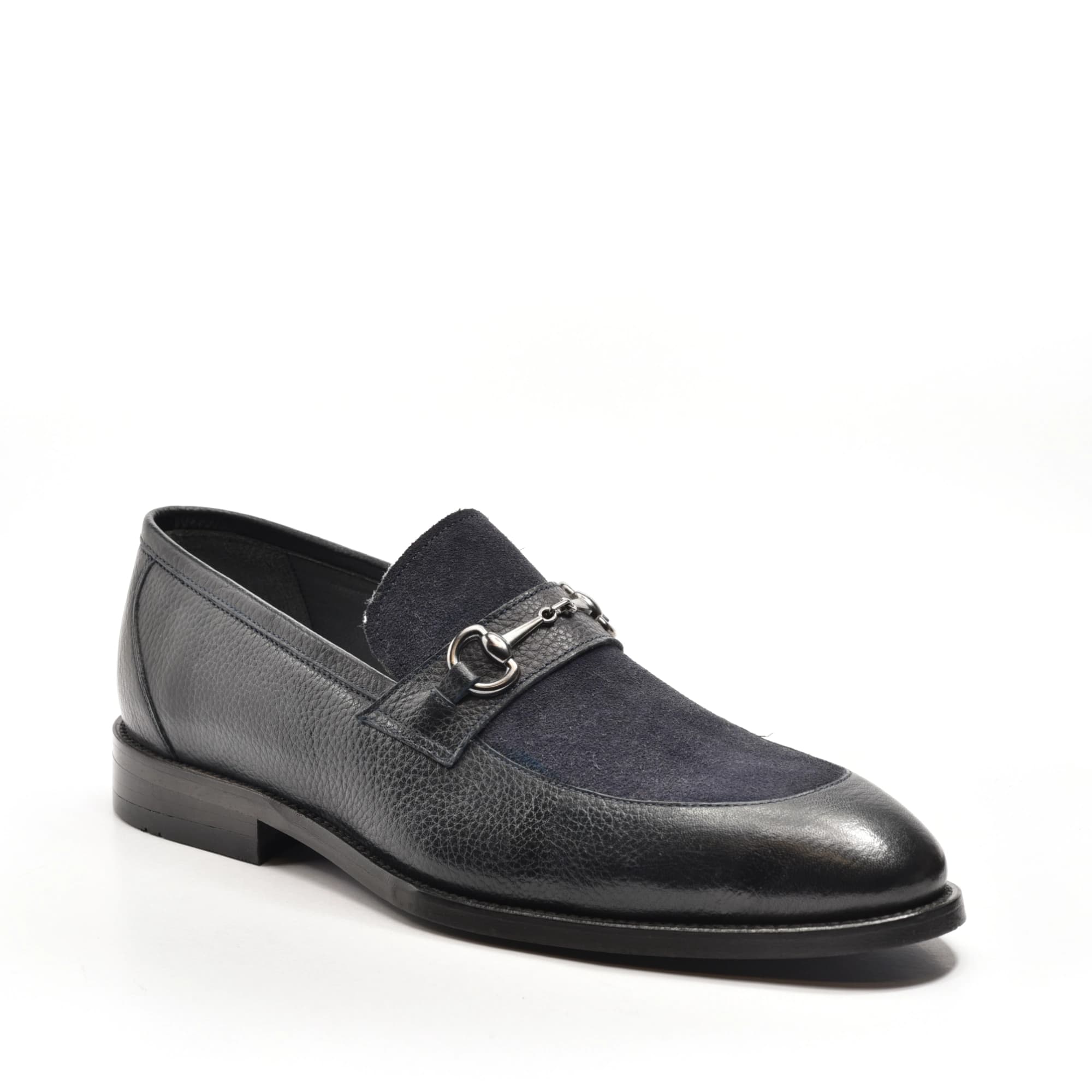 Bit Loafer in Navy Grained & Suede