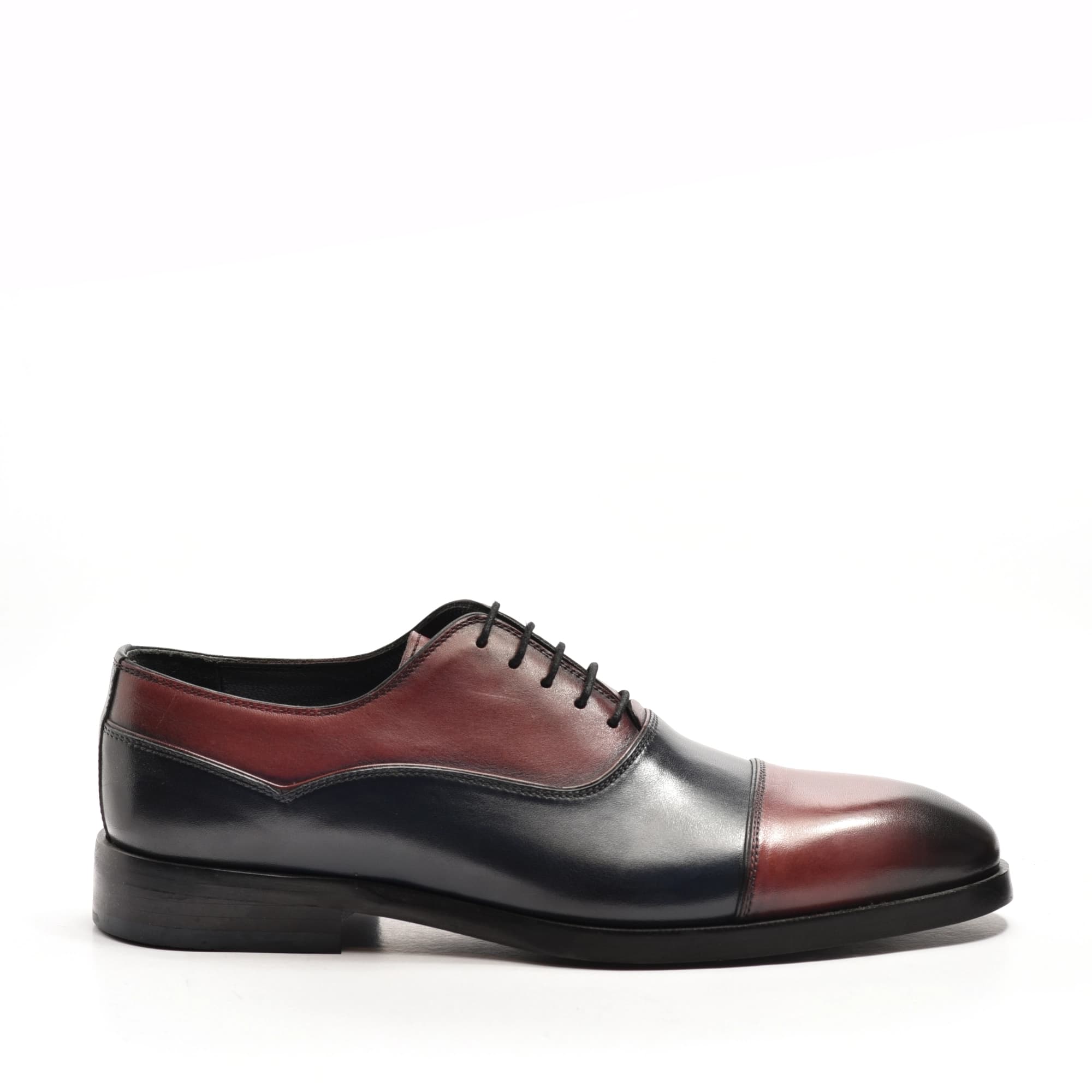 Cap-Toe Oxford in Navy & Burgundy Two-Tone