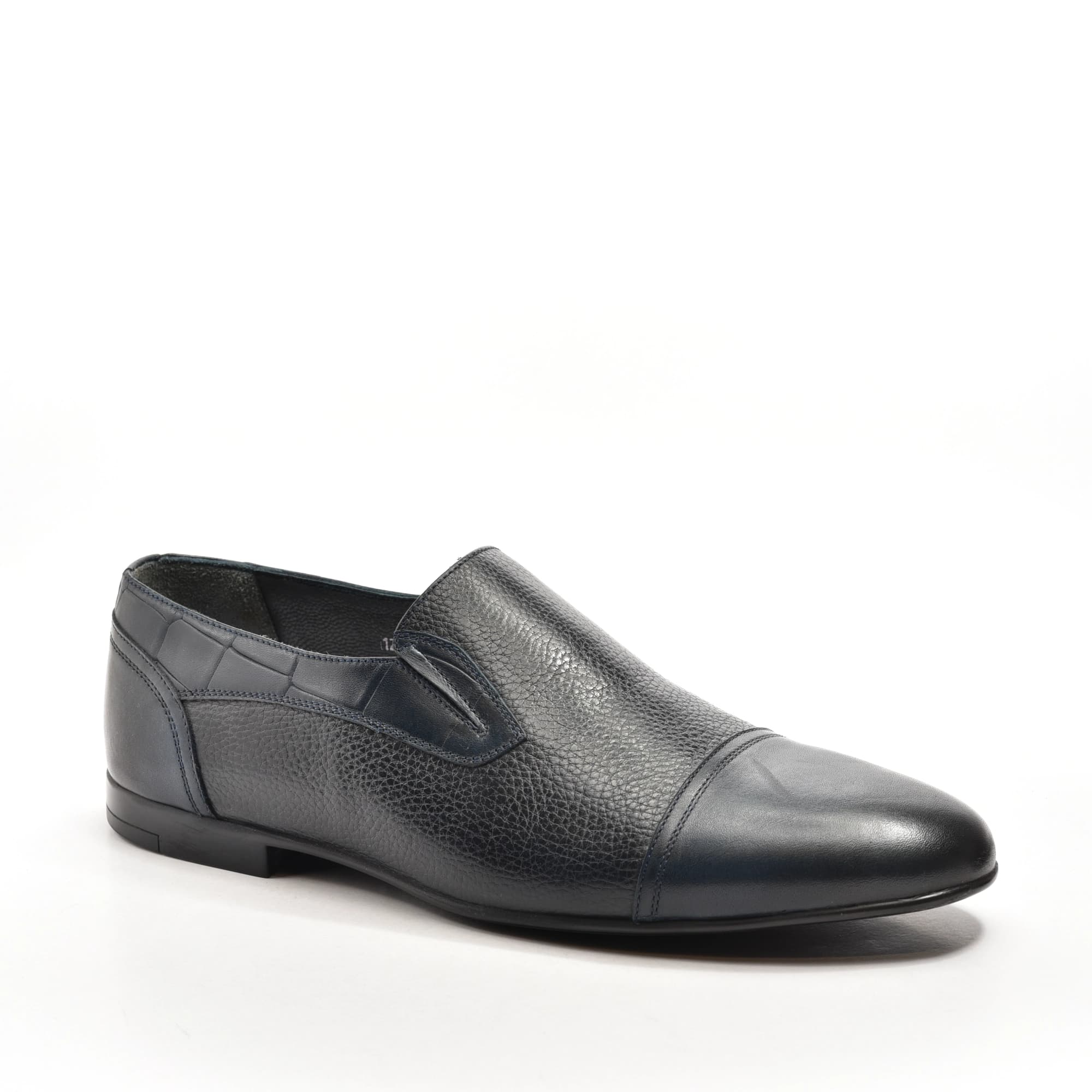 Cap-Toe Slip-On in Navy Grained & Croco Mix