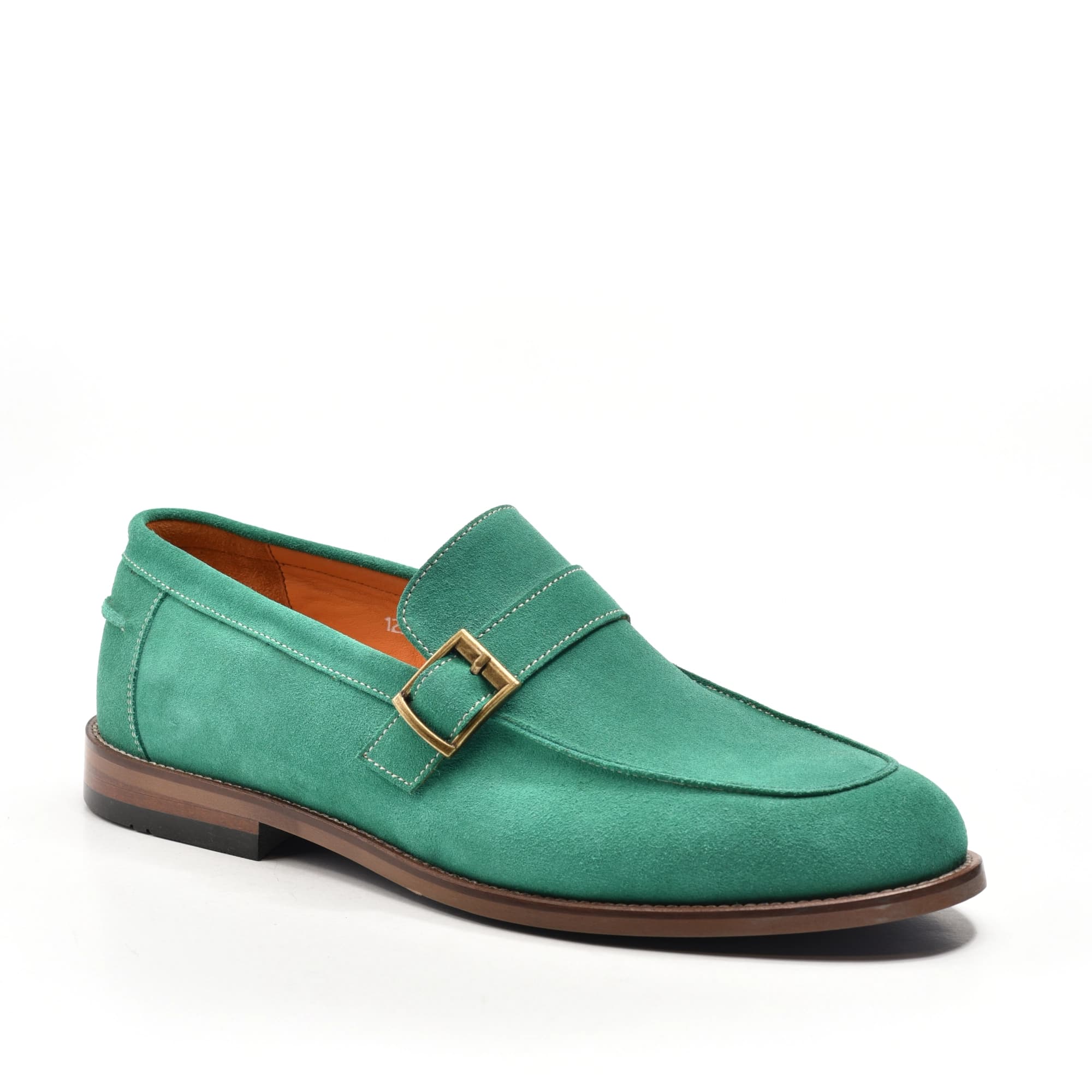 Buckle Loafer in Emerald Green Suede
