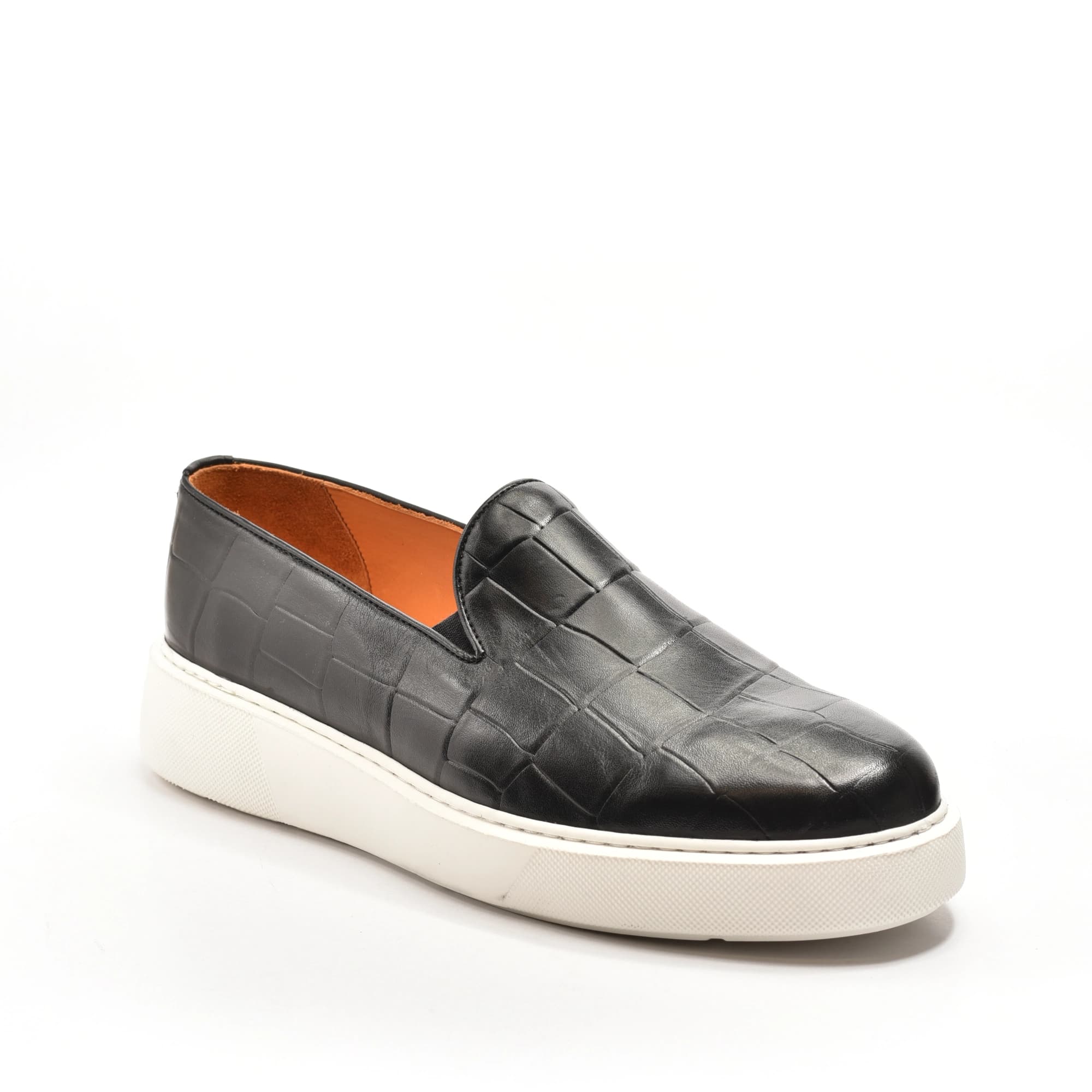 Croco-Print Slip-On Sneaker in Black