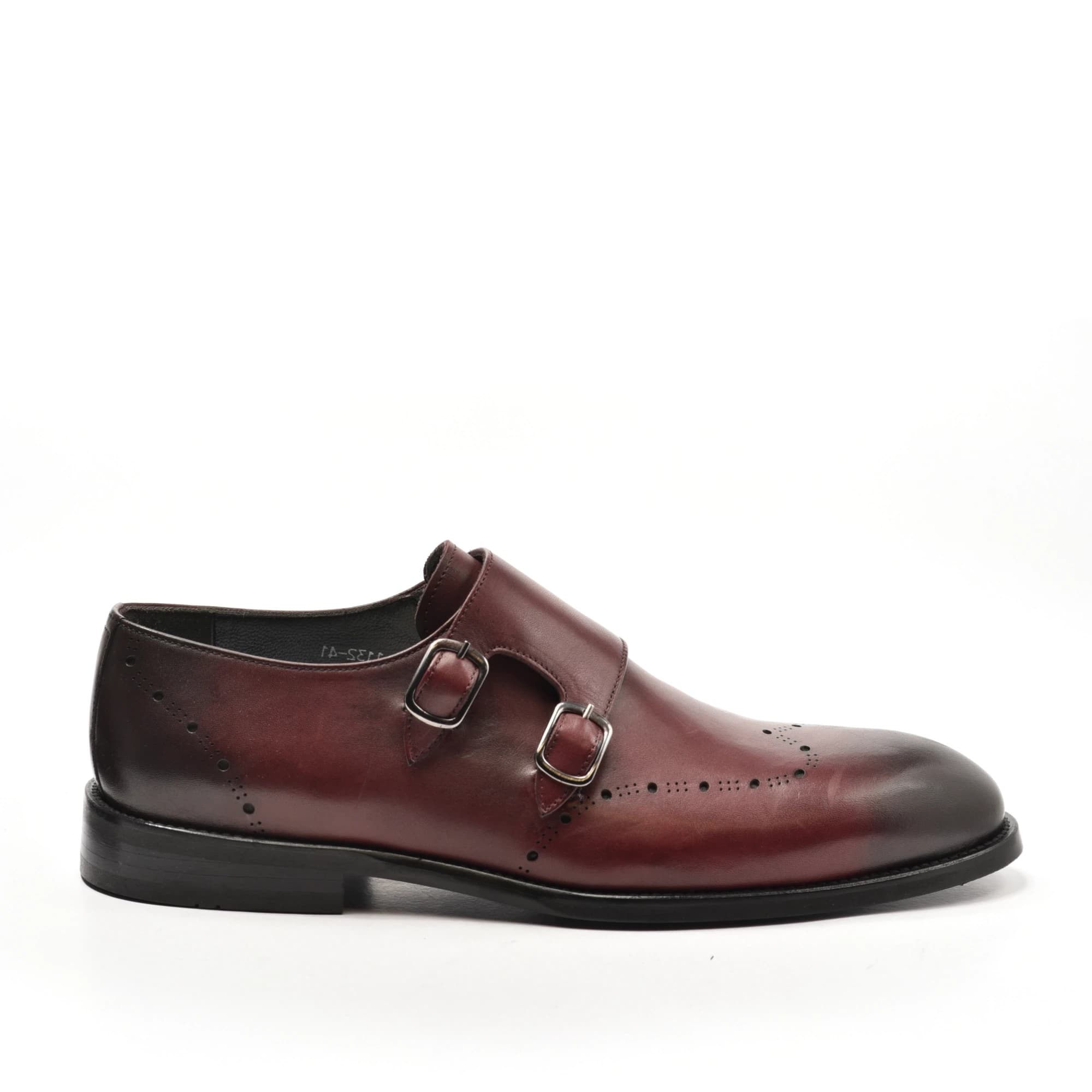 Burgundy Double Monk Brogue Cap-Toe