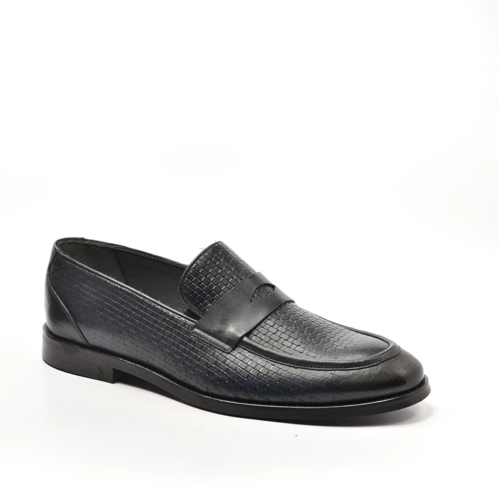Navy Woven Penny Loafer