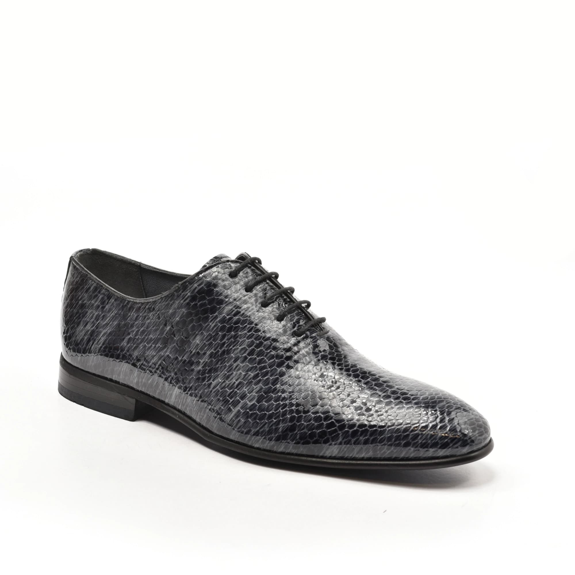 Grey Snake Print Wholecut Oxford