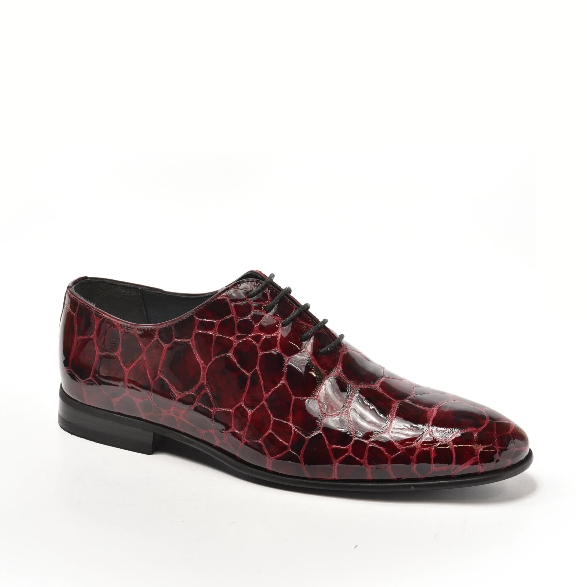 Burgundy Patent Croc Wholecut Oxford