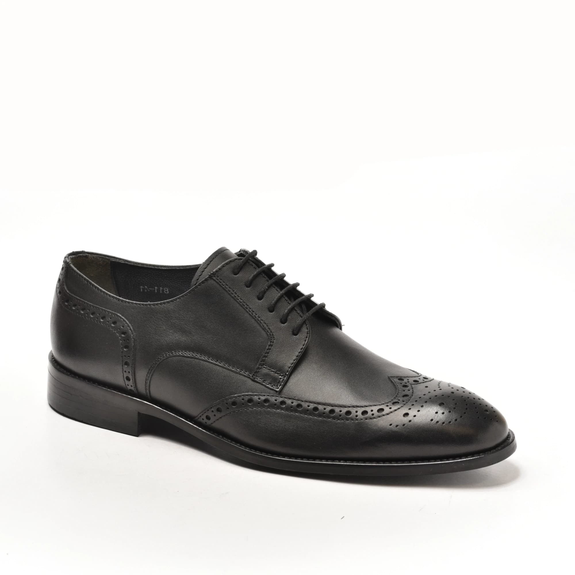Black Smooth Wingtip Full Brogue Derby