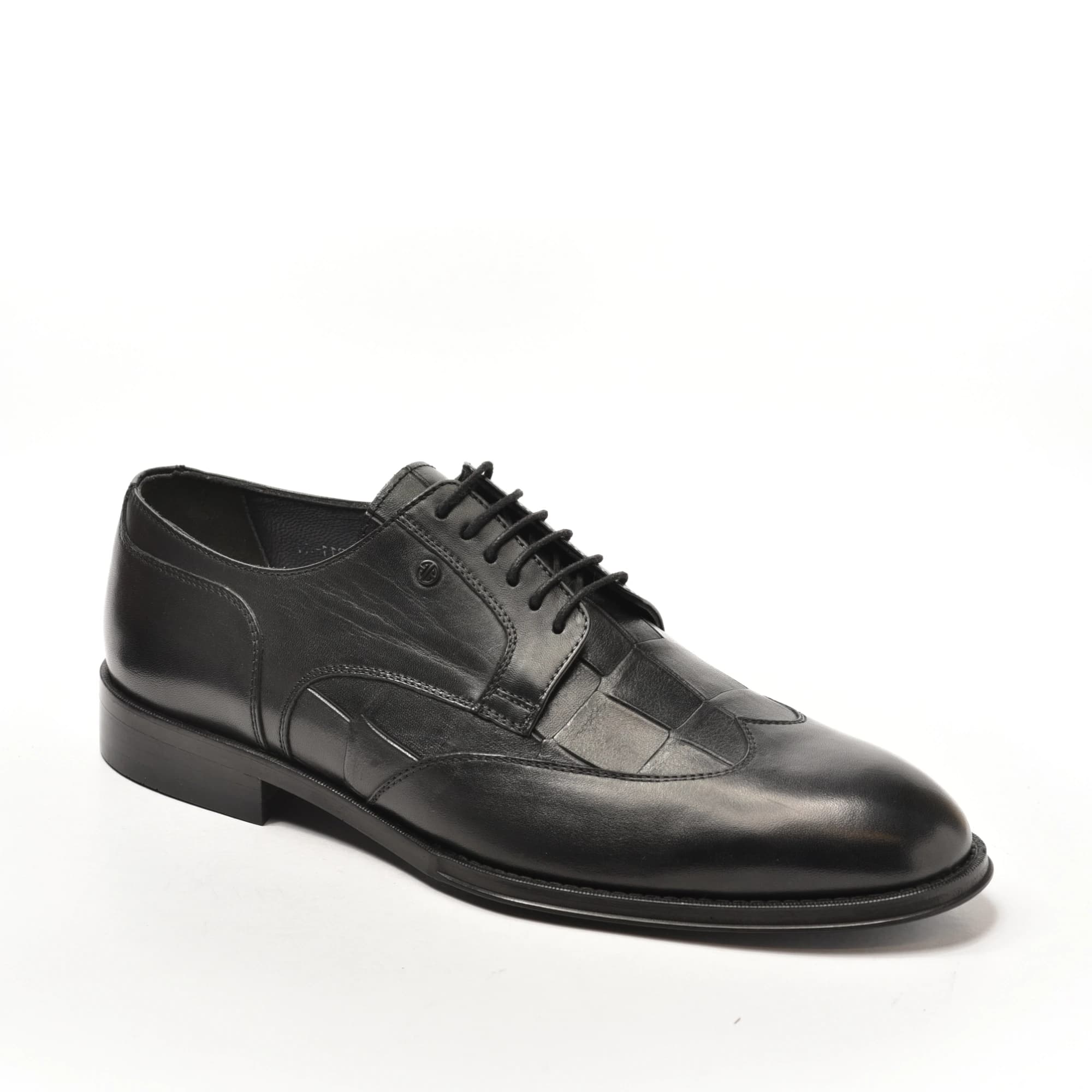 Black Smooth Croc Wingtip Derby