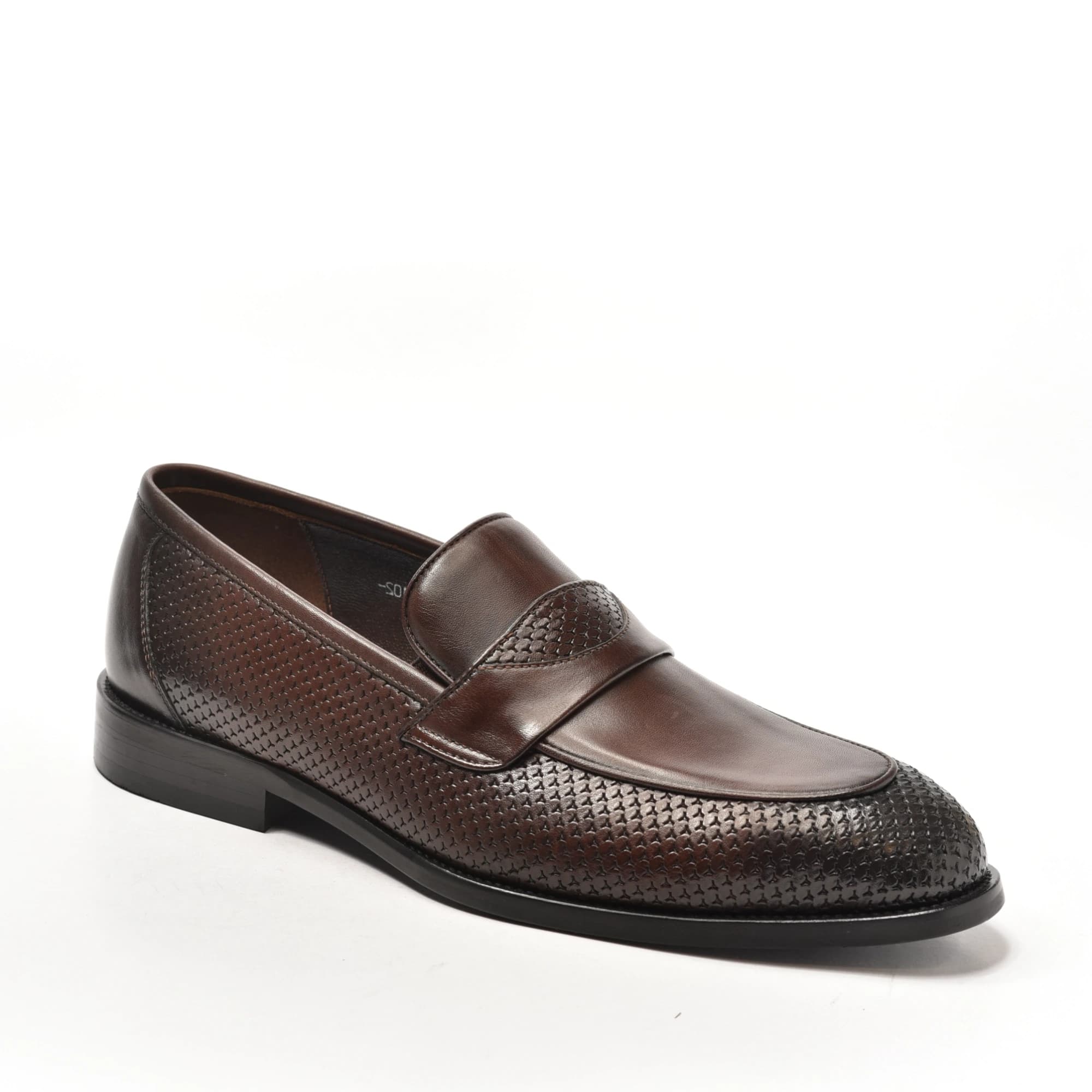 Dark Brown Woven Penny Loafer