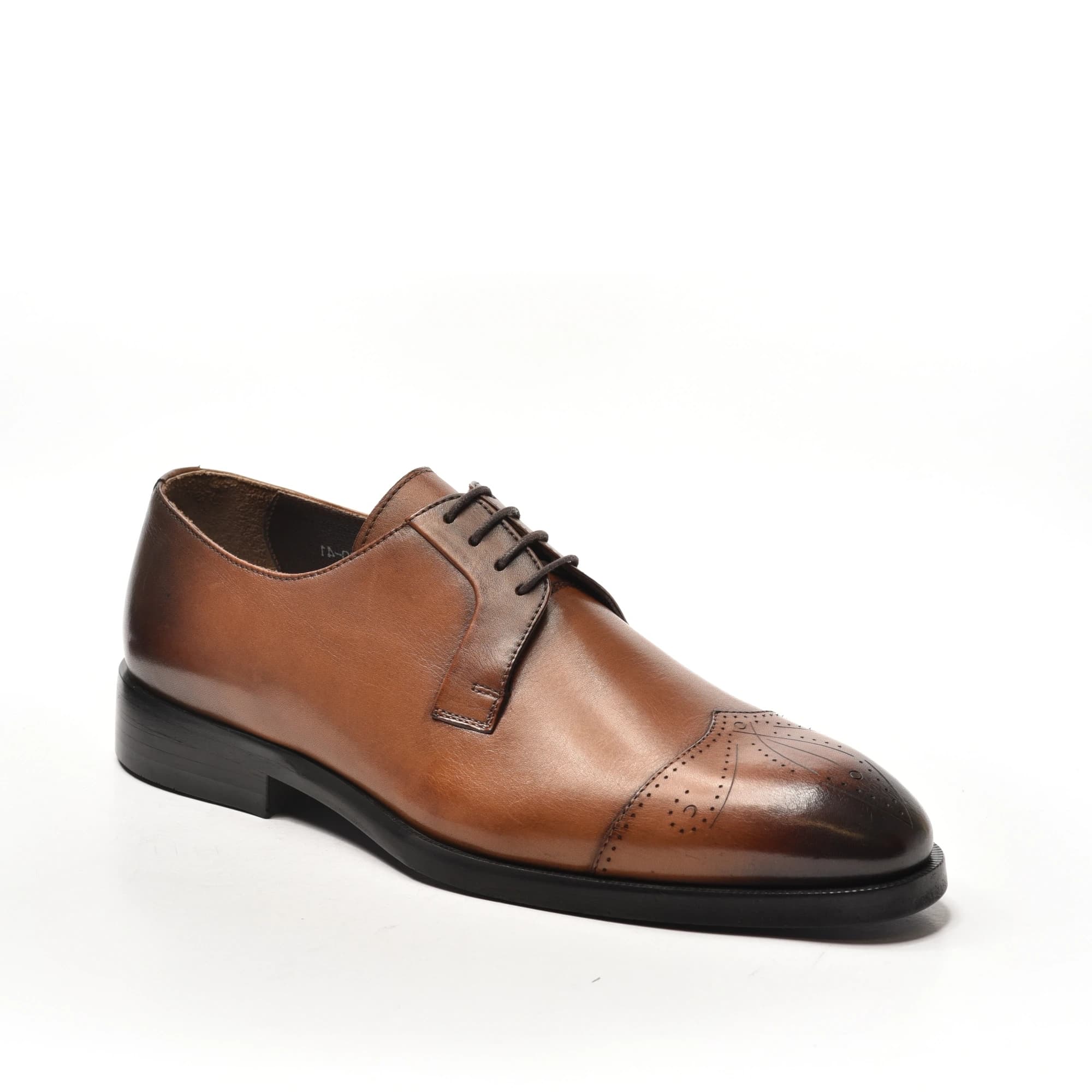 Tan Brogue Cap-Toe Derby