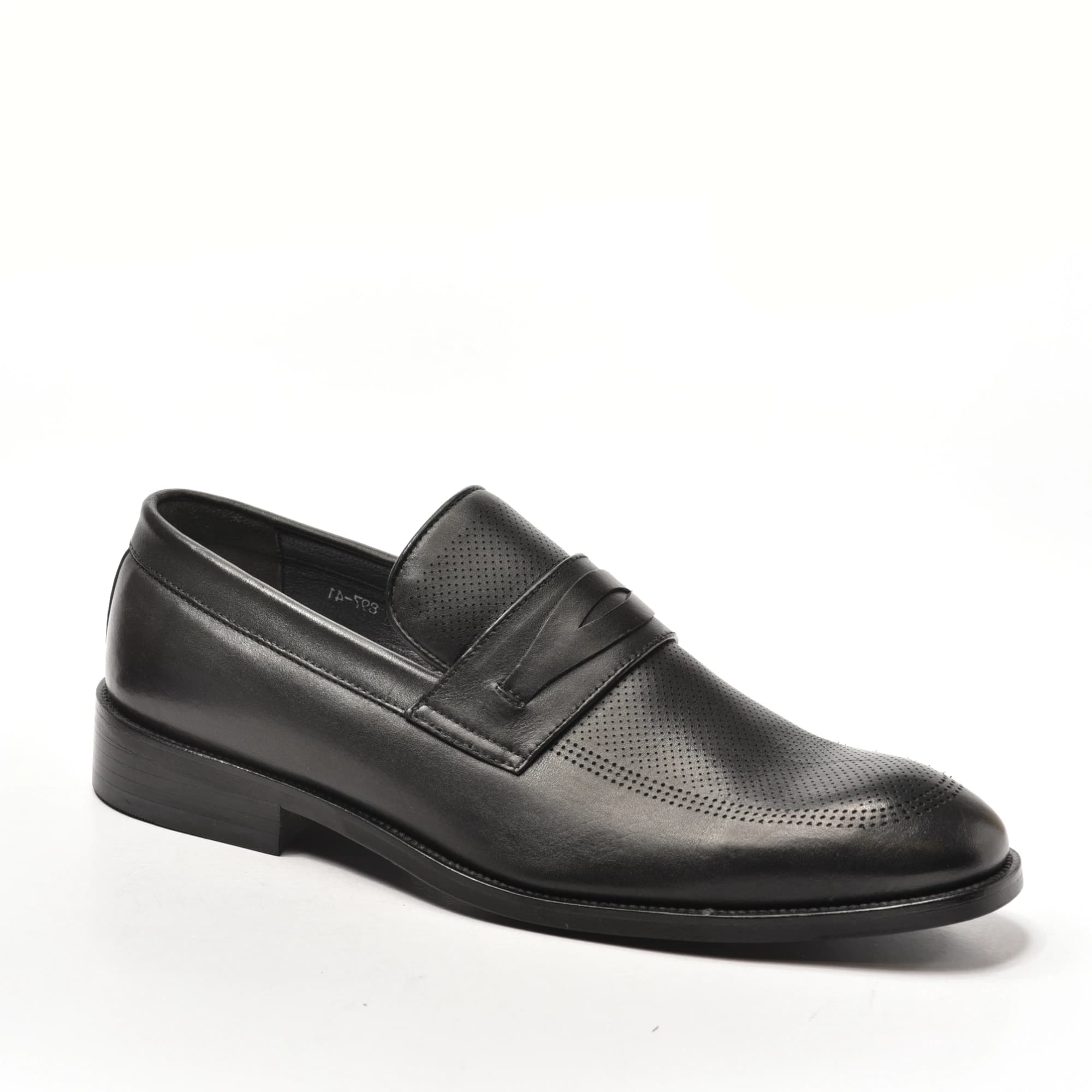 Black Perforated Penny Loafer