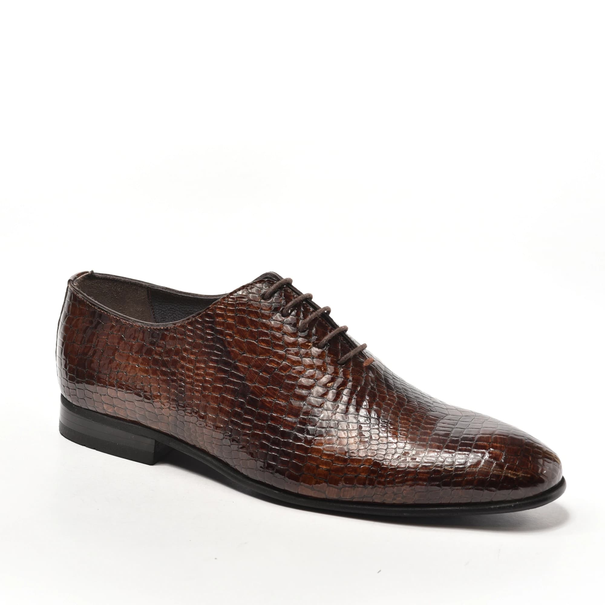 Brown Snake Print Wholecut Oxford