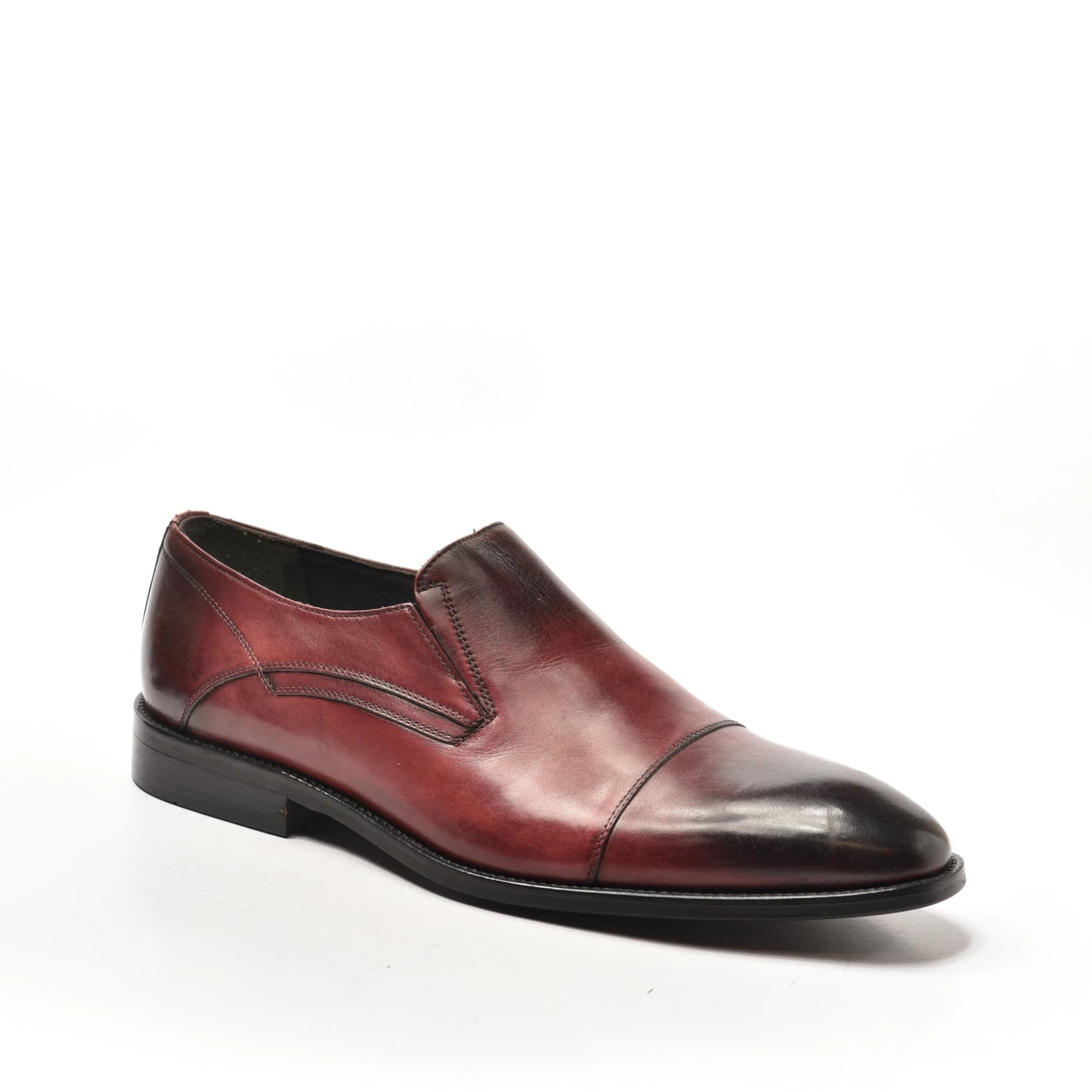 Burgundy Slip-On Cap-Toe Loafer