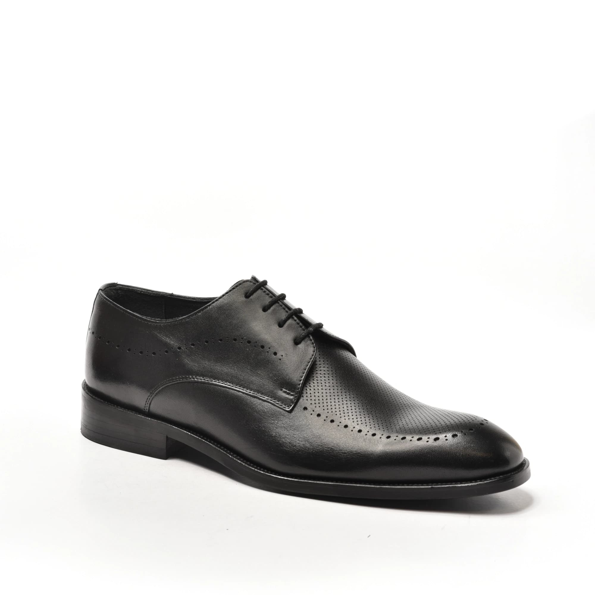 Black Perforated Wingtip Brogue Derby