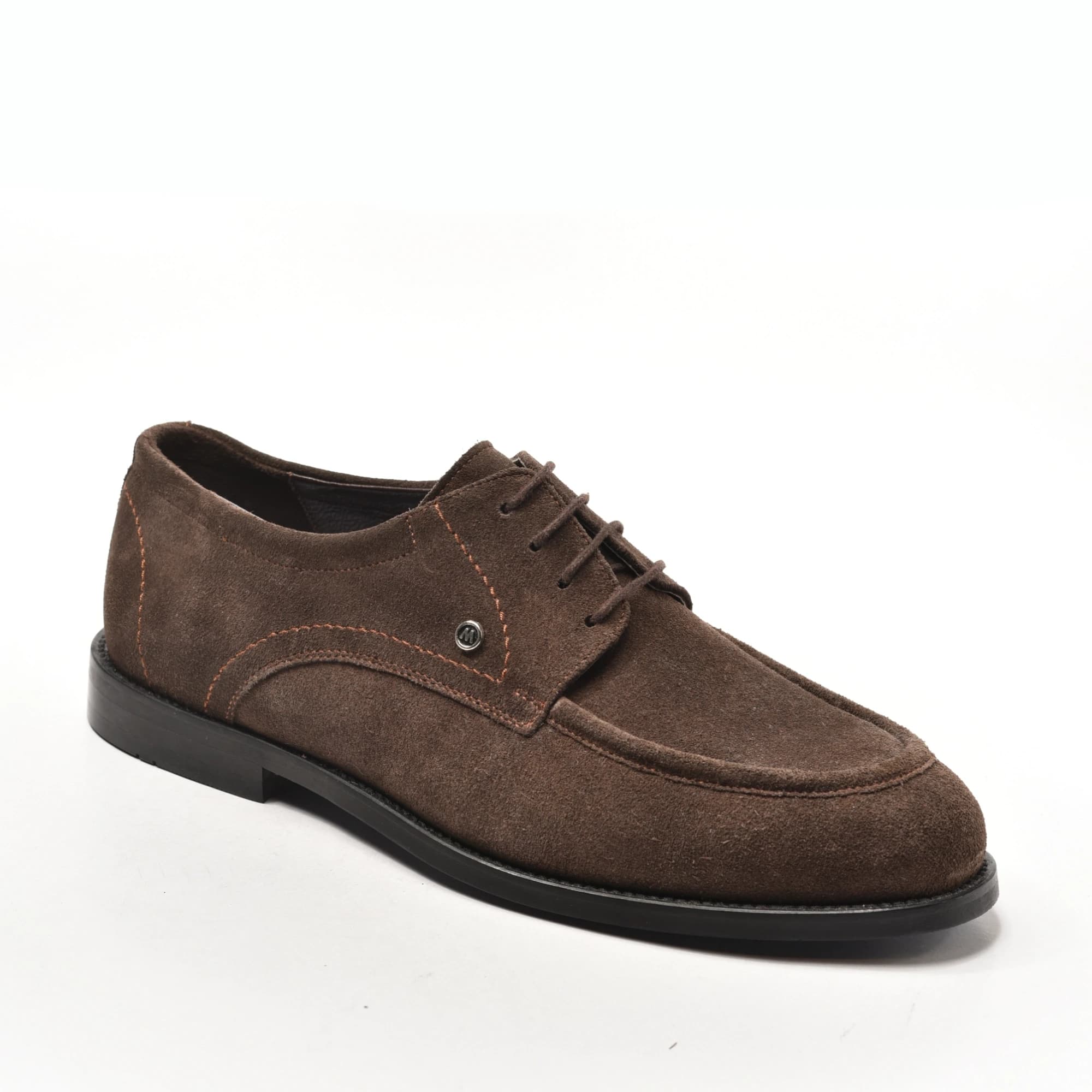 Brown Suede Apron-Toe Derby